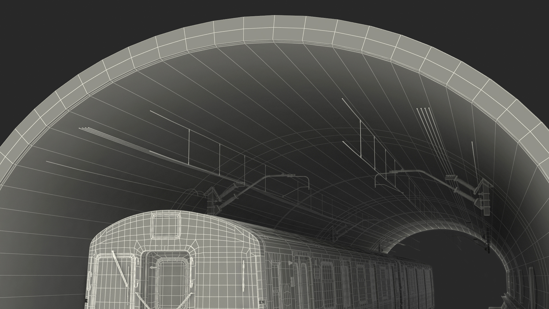 Subway Tunnel Section with Train 3D