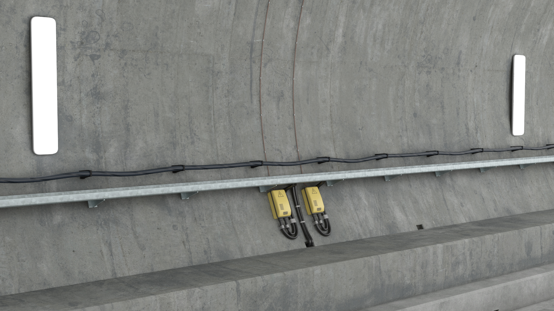 Subway Tunnel Section with Train 3D