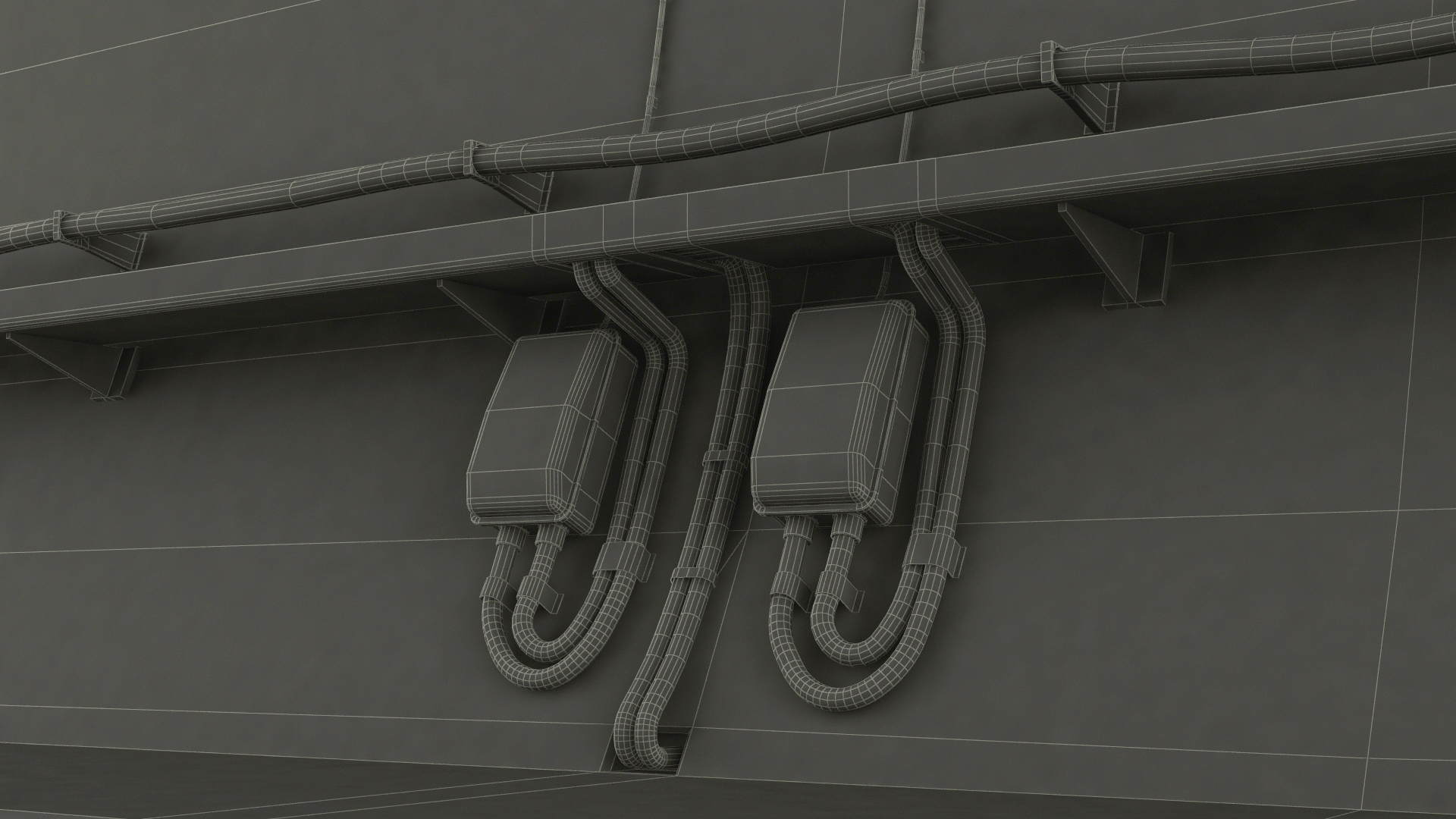 Subway Tunnel Section with Train 3D