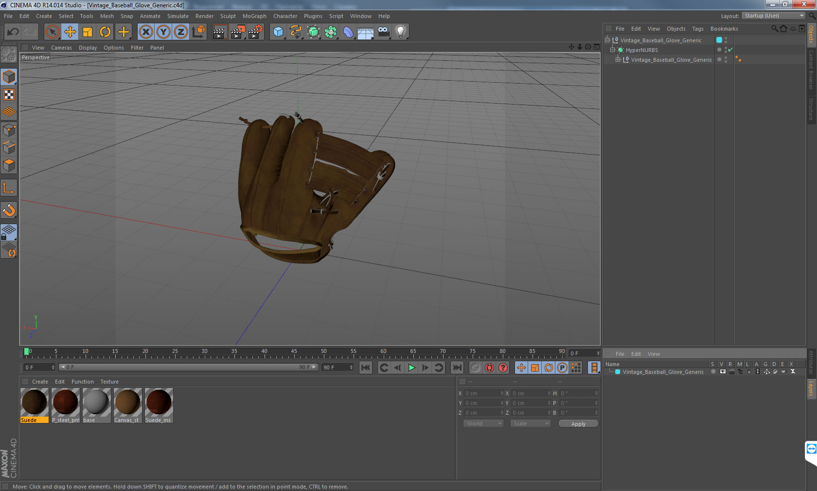 3D model Vintage Baseball Glove Generic