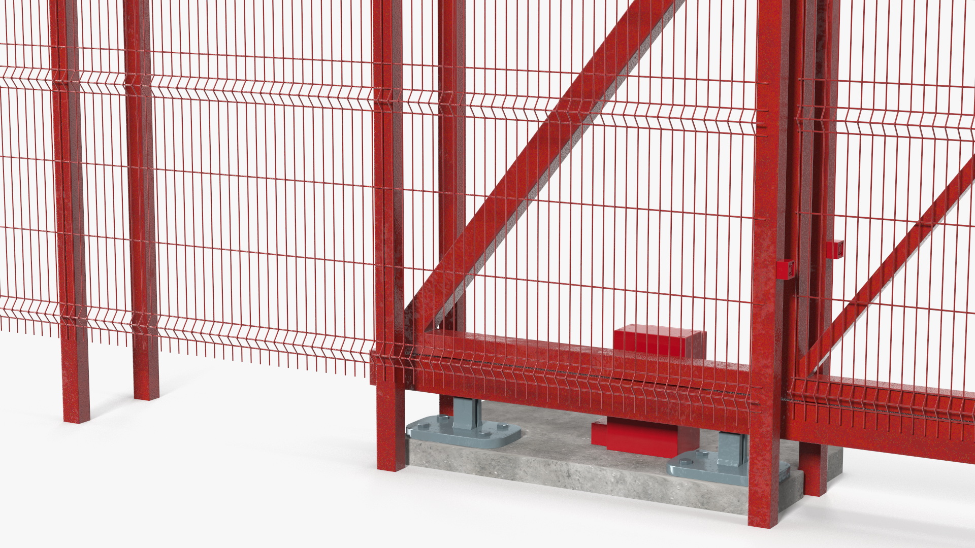 3D Welded Mesh Gates Red