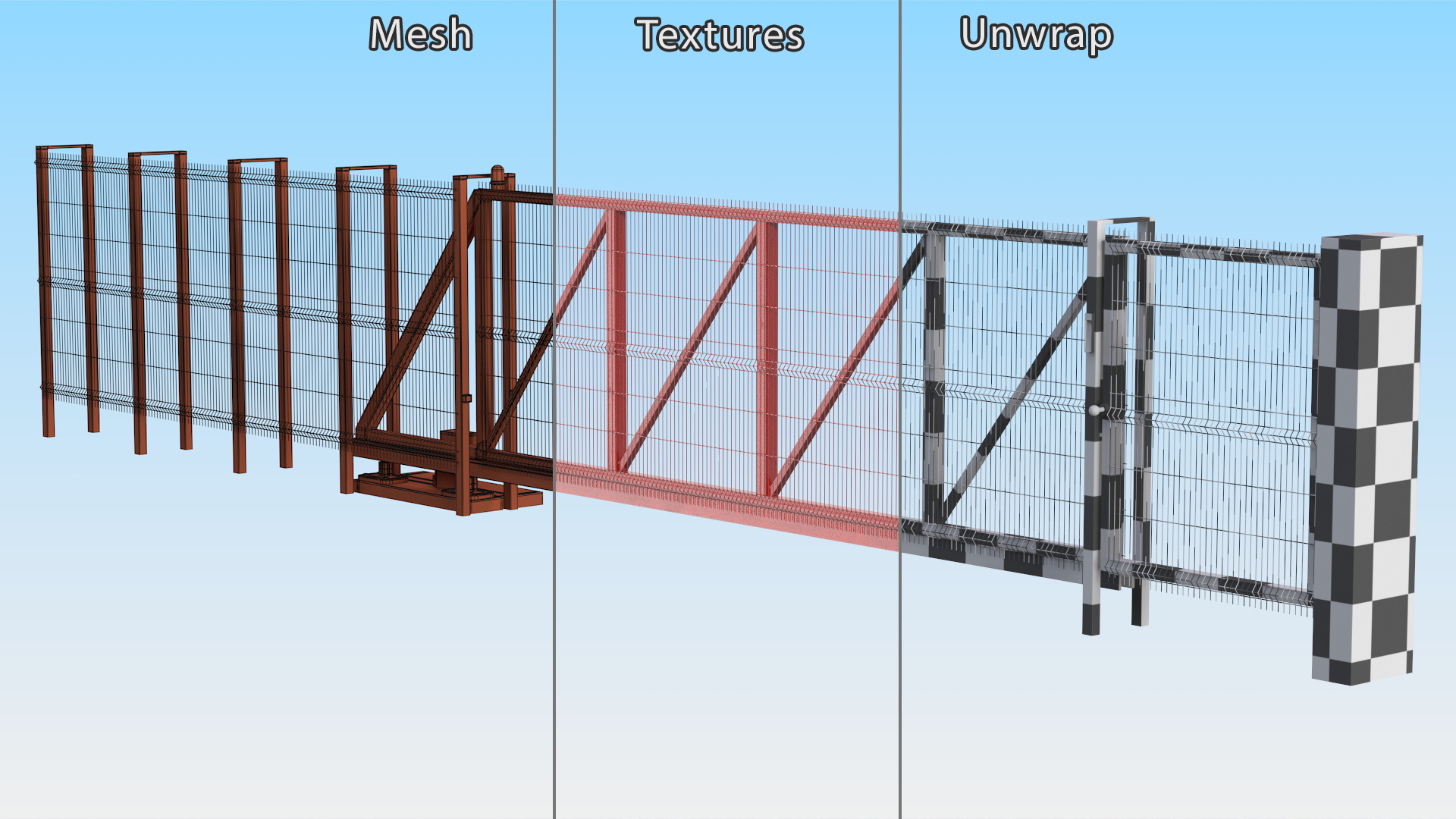 3D Welded Mesh Gates Red