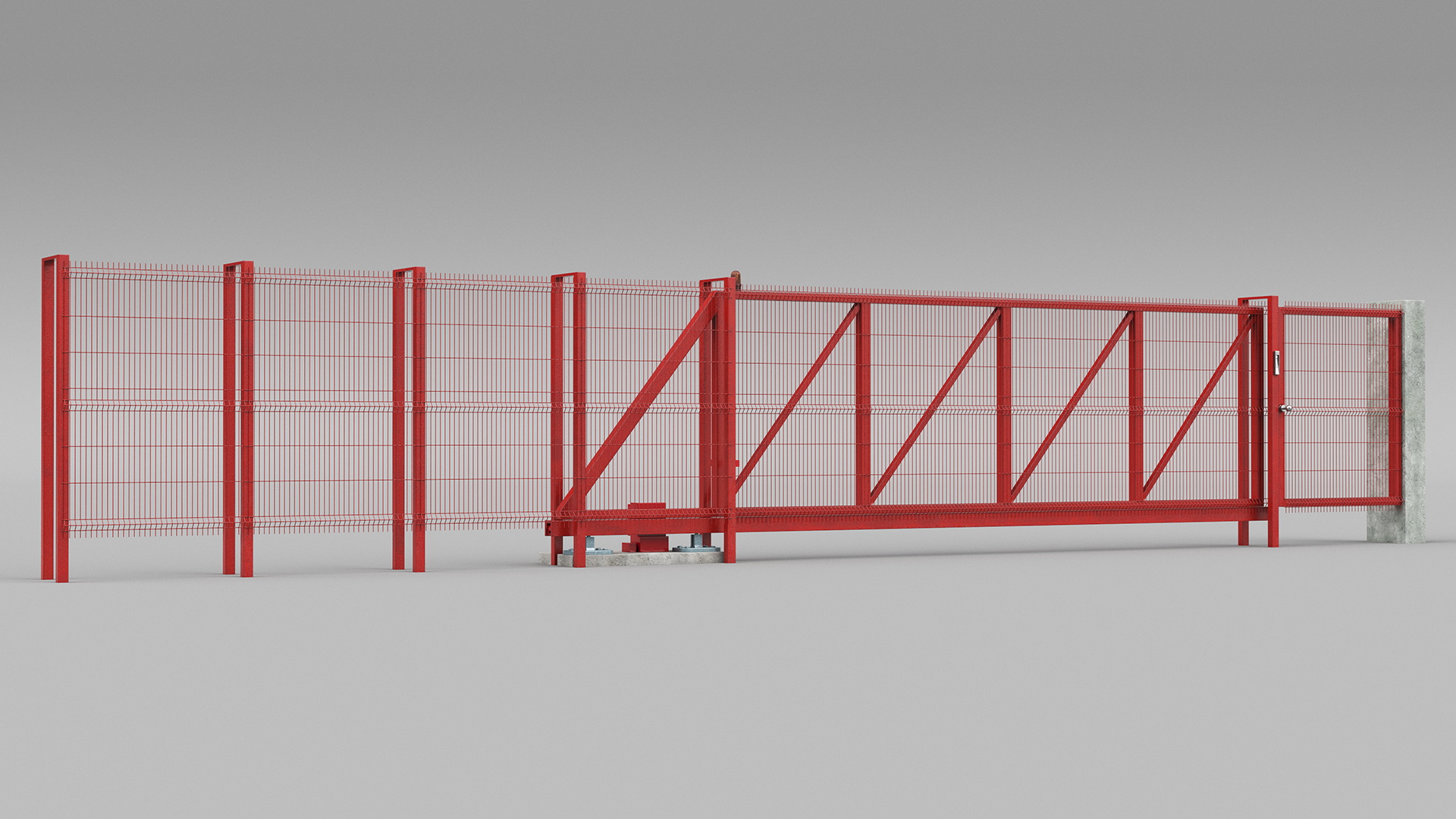 3D Welded Mesh Gates Red