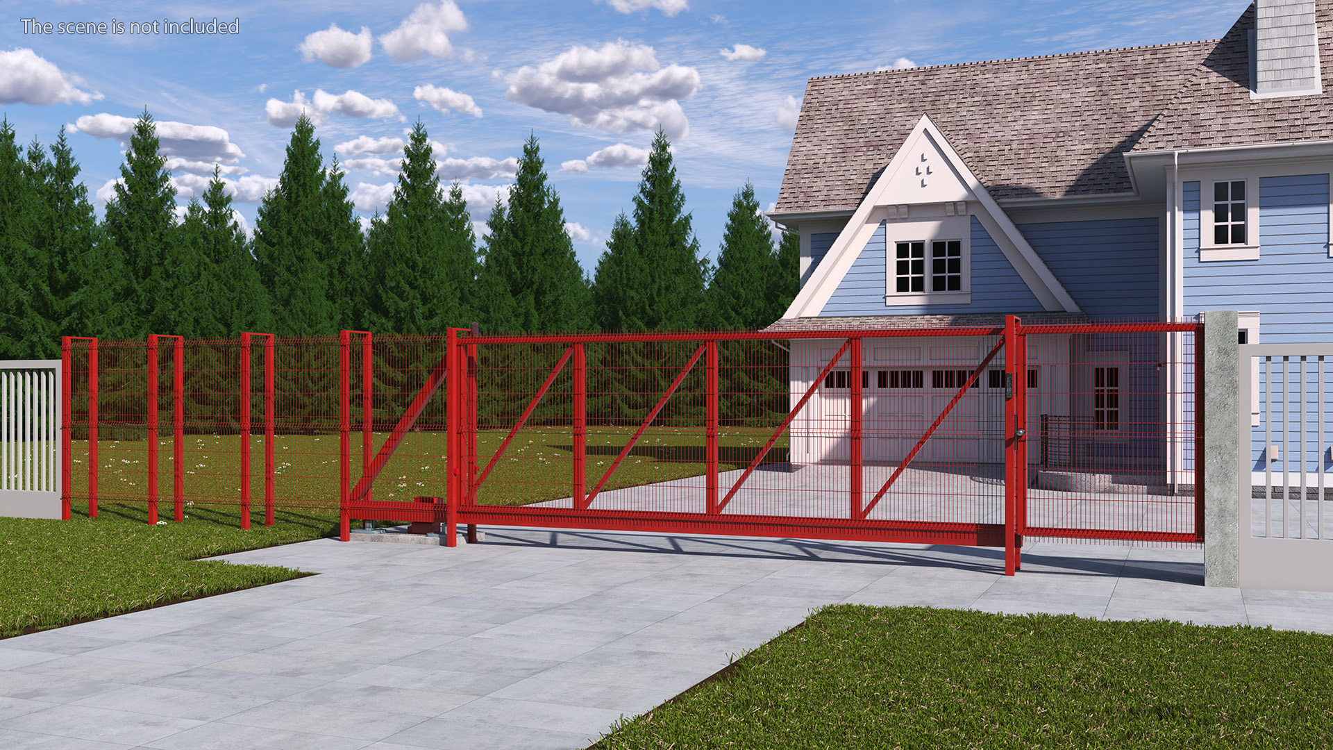 3D Welded Mesh Gates Red