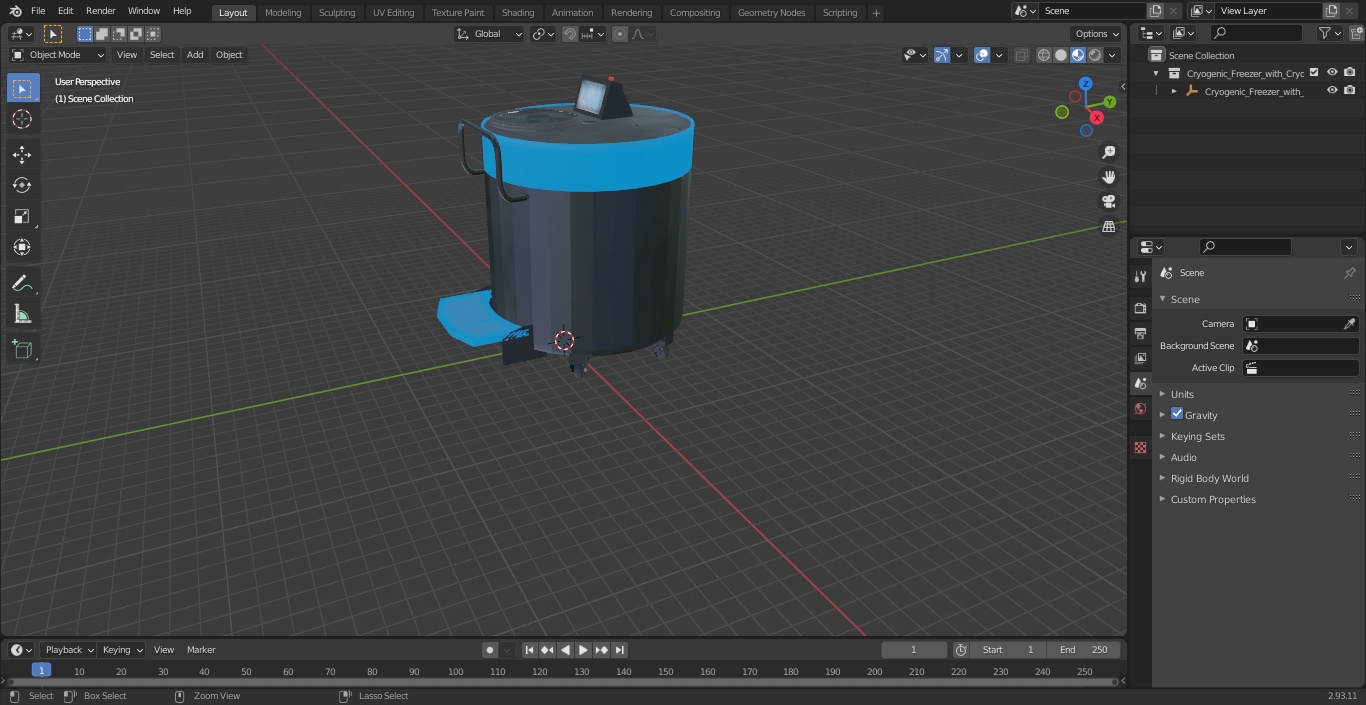 3D Cryogenic Freezer with Cryo-boxes model