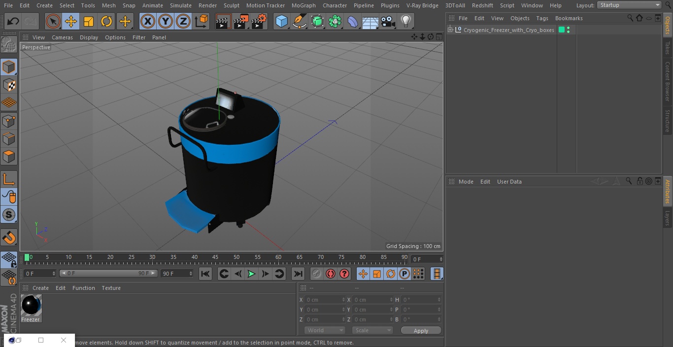 3D Cryogenic Freezer with Cryo-boxes model