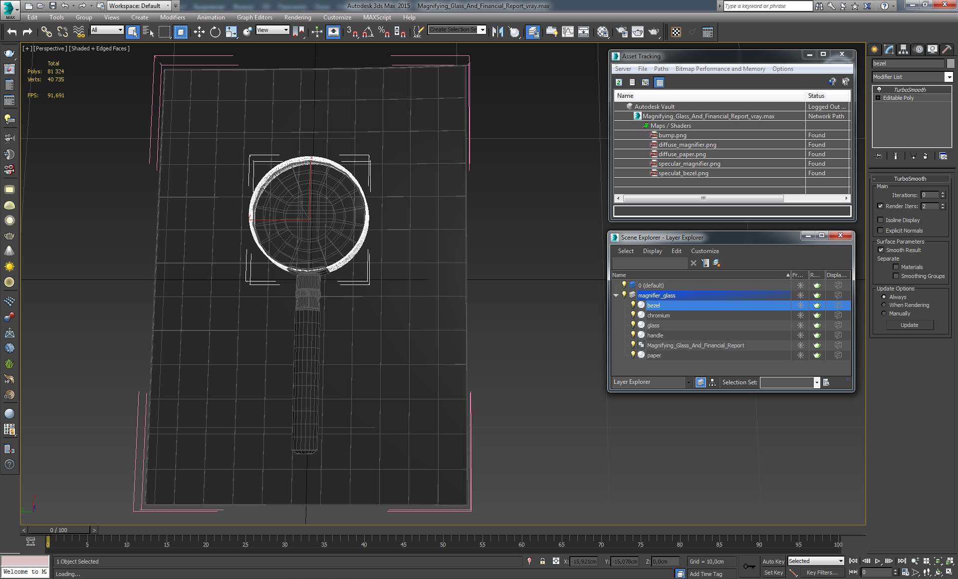 Magnifying Glass And Financial Report 3D