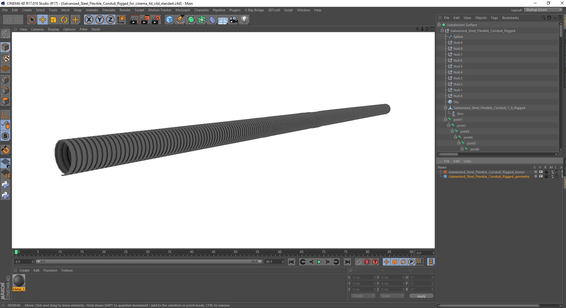 Galvanized Steel Flexible Conduit Rigged for Cinema 4D 3D model