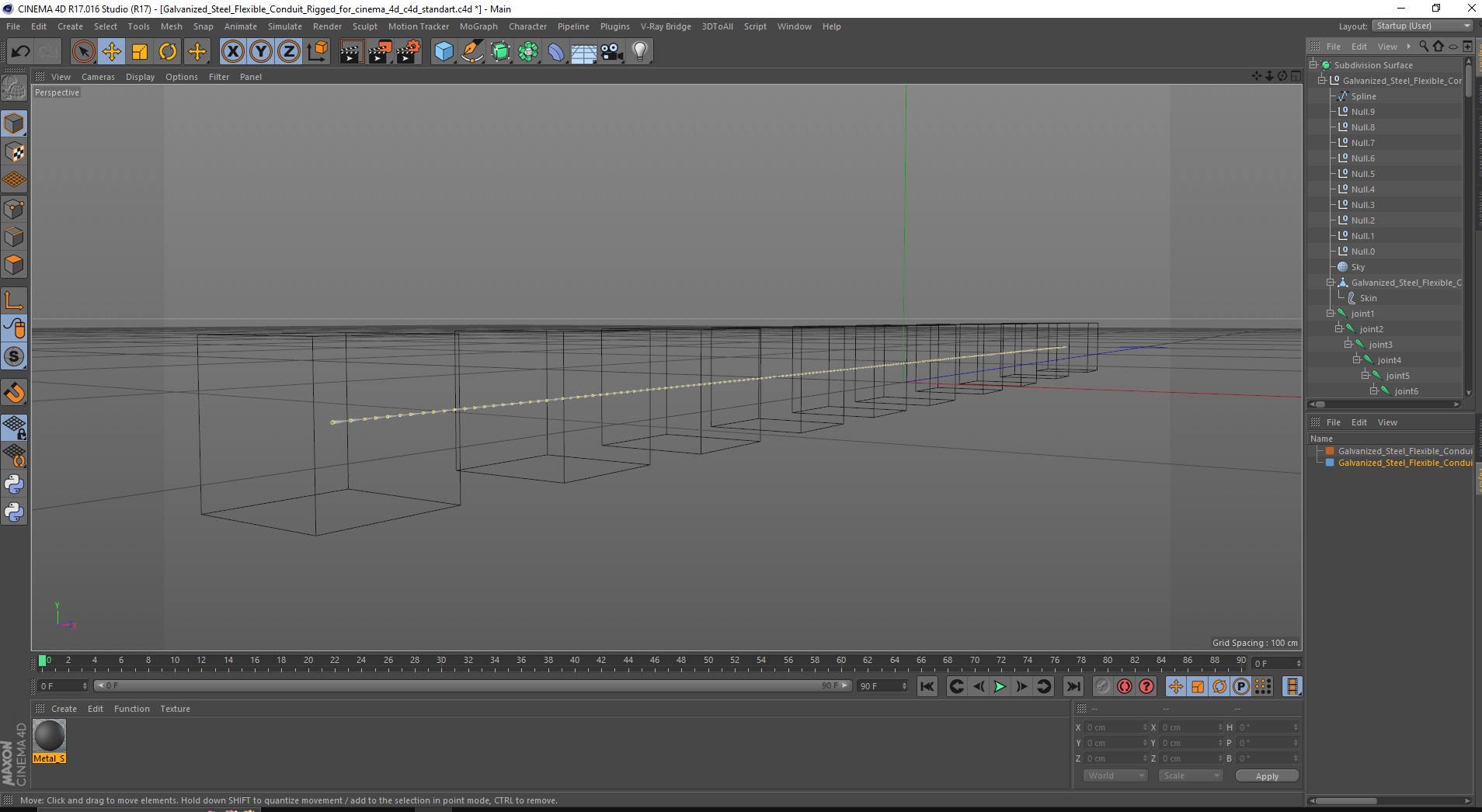 Galvanized Steel Flexible Conduit Rigged for Cinema 4D 3D model