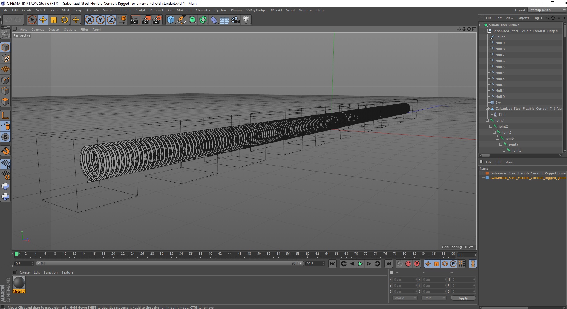 Galvanized Steel Flexible Conduit Rigged for Cinema 4D 3D model