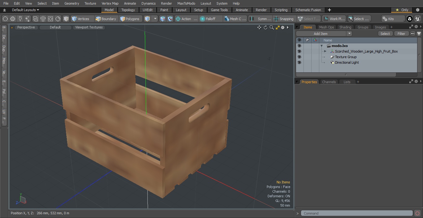 3D Scorched Wooden Large High Fruit Box
