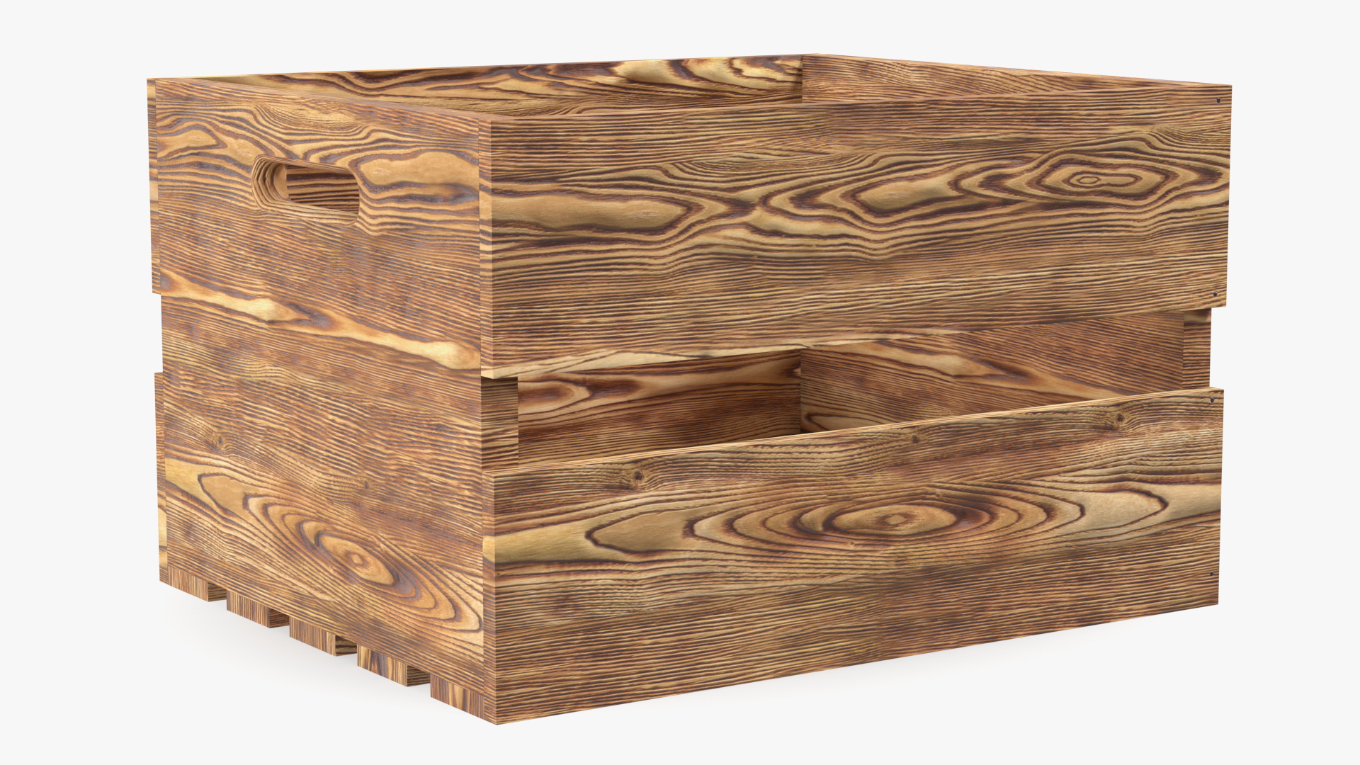 3D Scorched Wooden Large High Fruit Box
