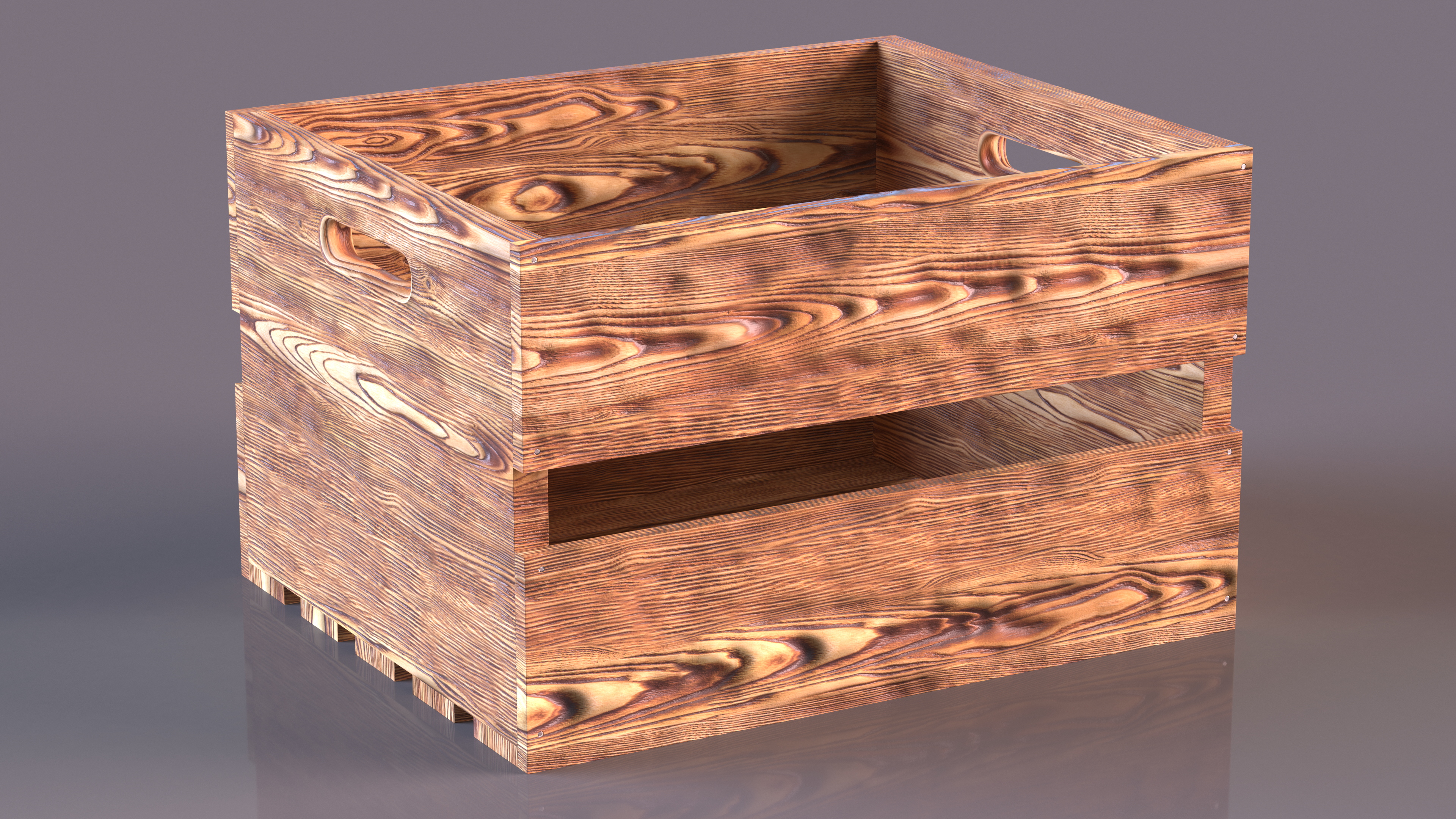 3D Scorched Wooden Large High Fruit Box