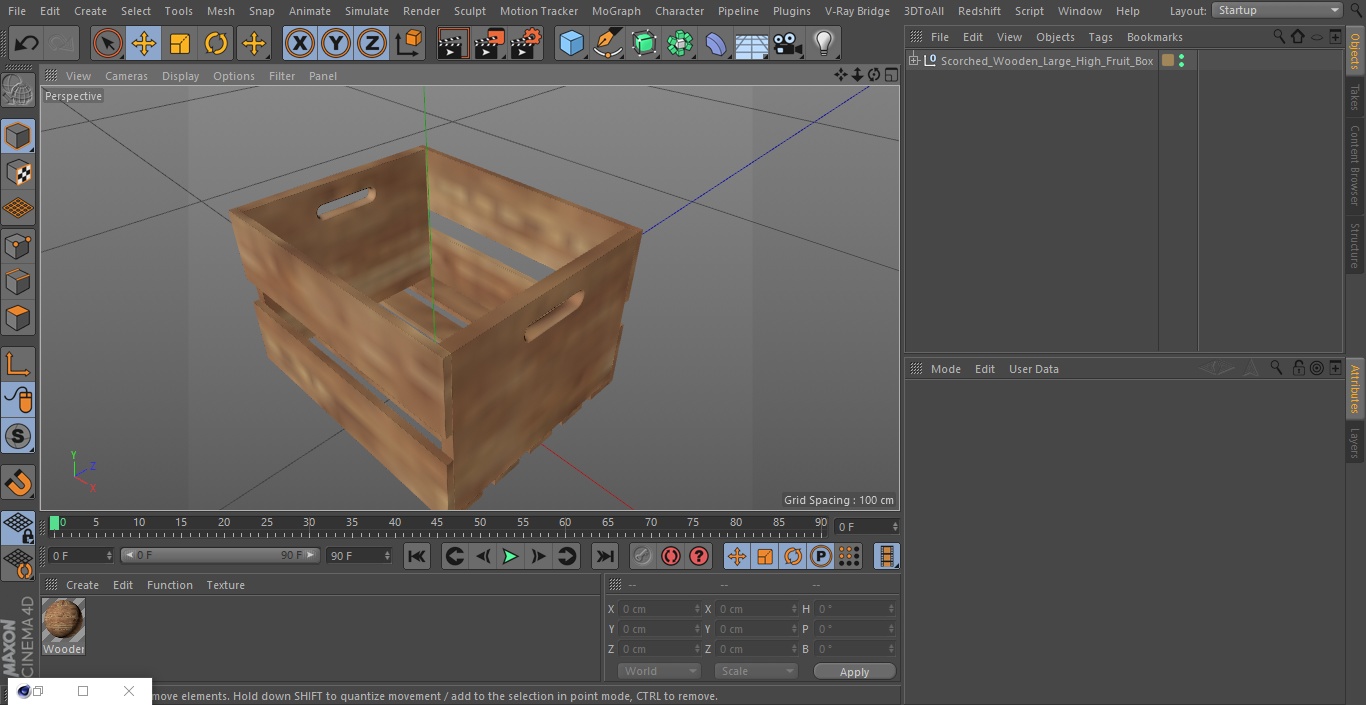 3D Scorched Wooden Large High Fruit Box