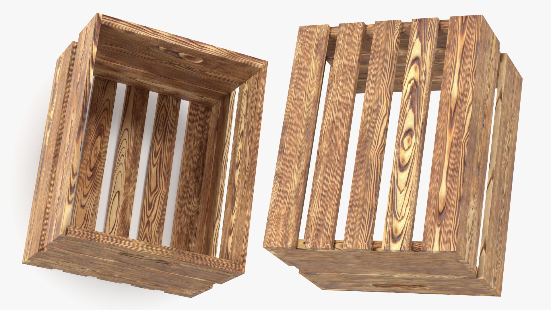 3D Scorched Wooden Large High Fruit Box