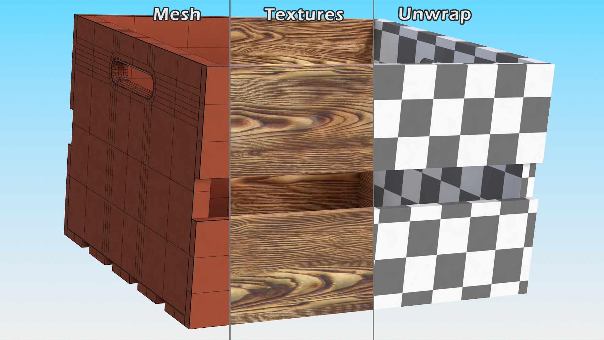 3D Scorched Wooden Large High Fruit Box