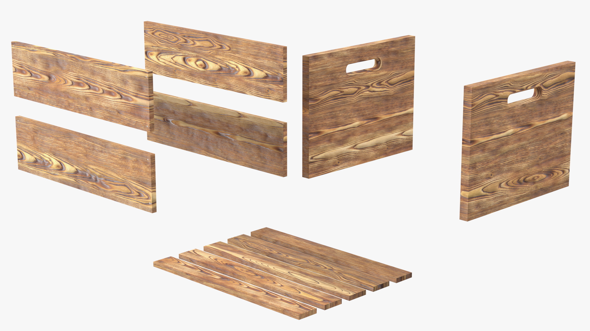 3D Scorched Wooden Large High Fruit Box