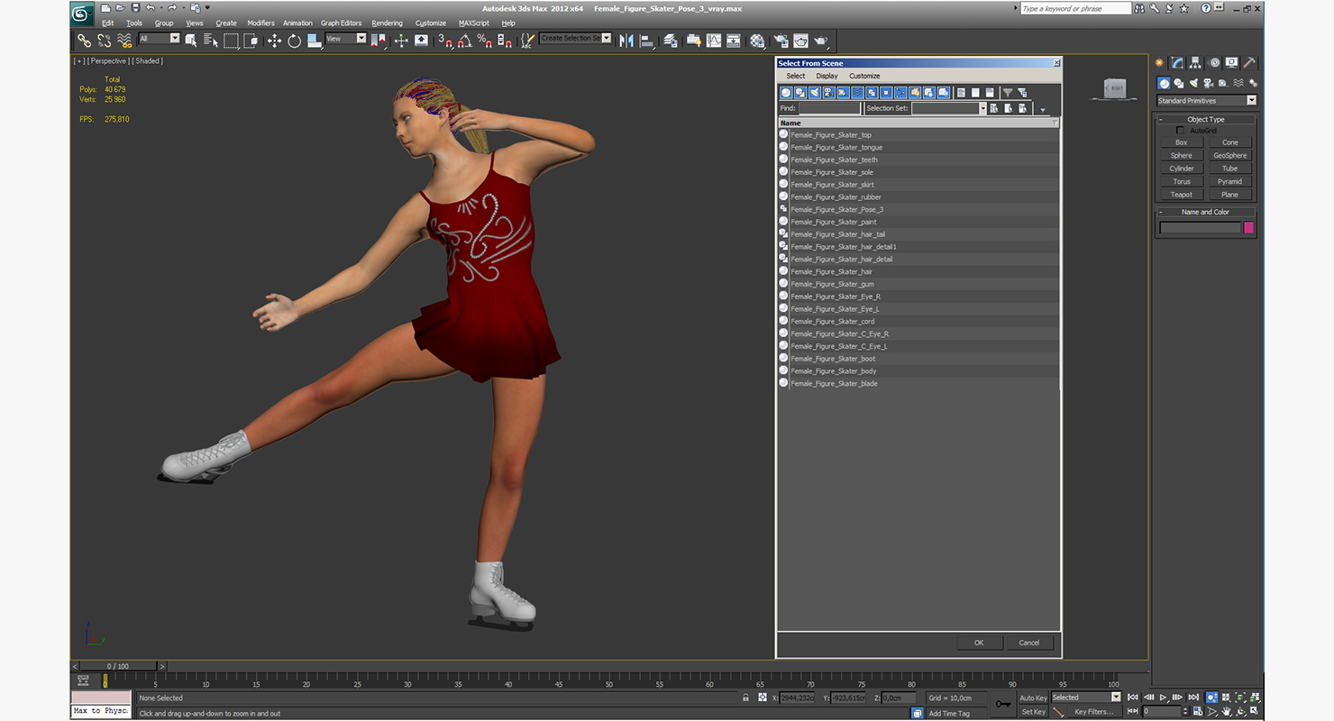 Female Figure Skater Pose 3 3D