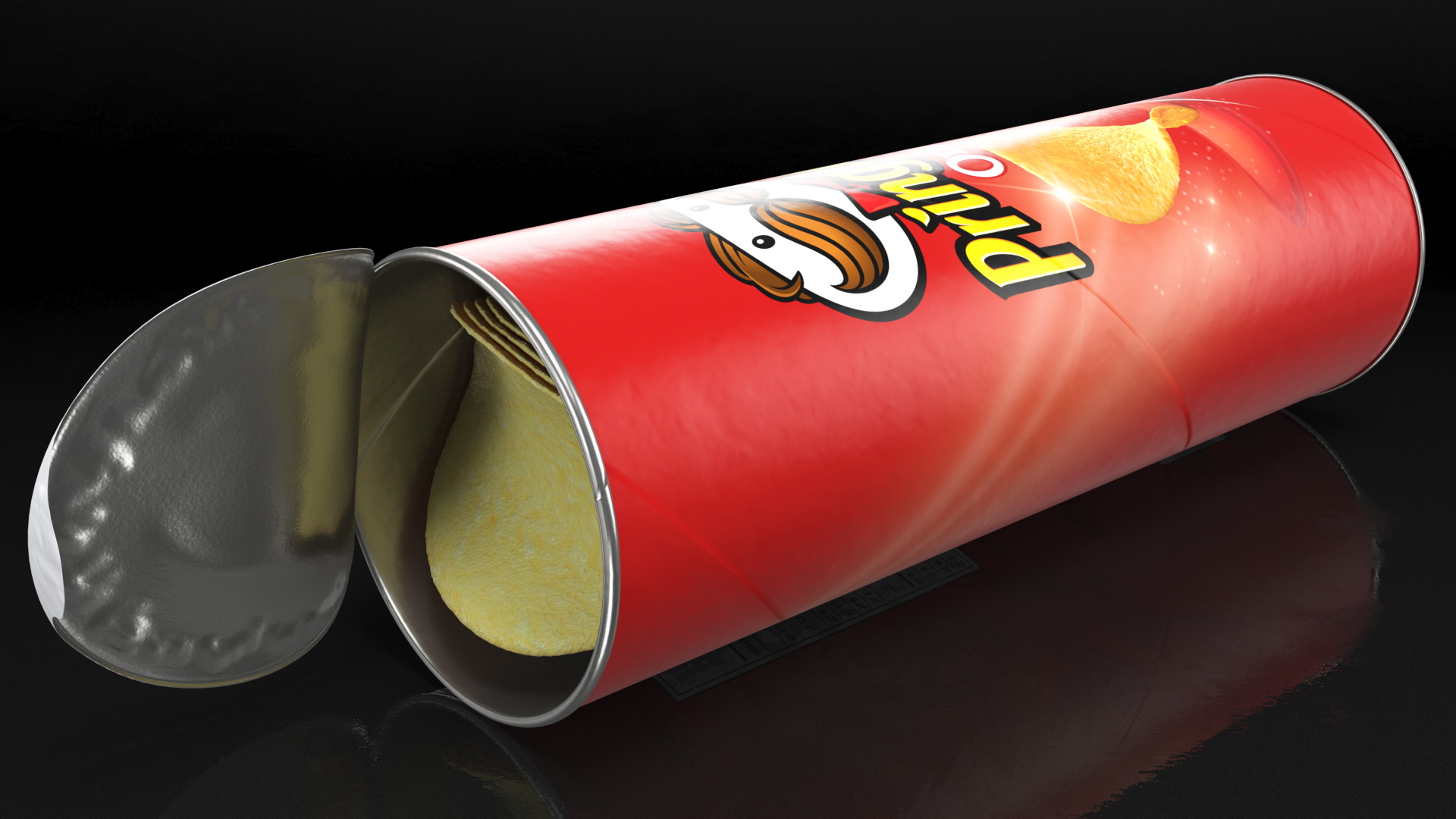 Open Pringles Original Potato Chips Can 3D model