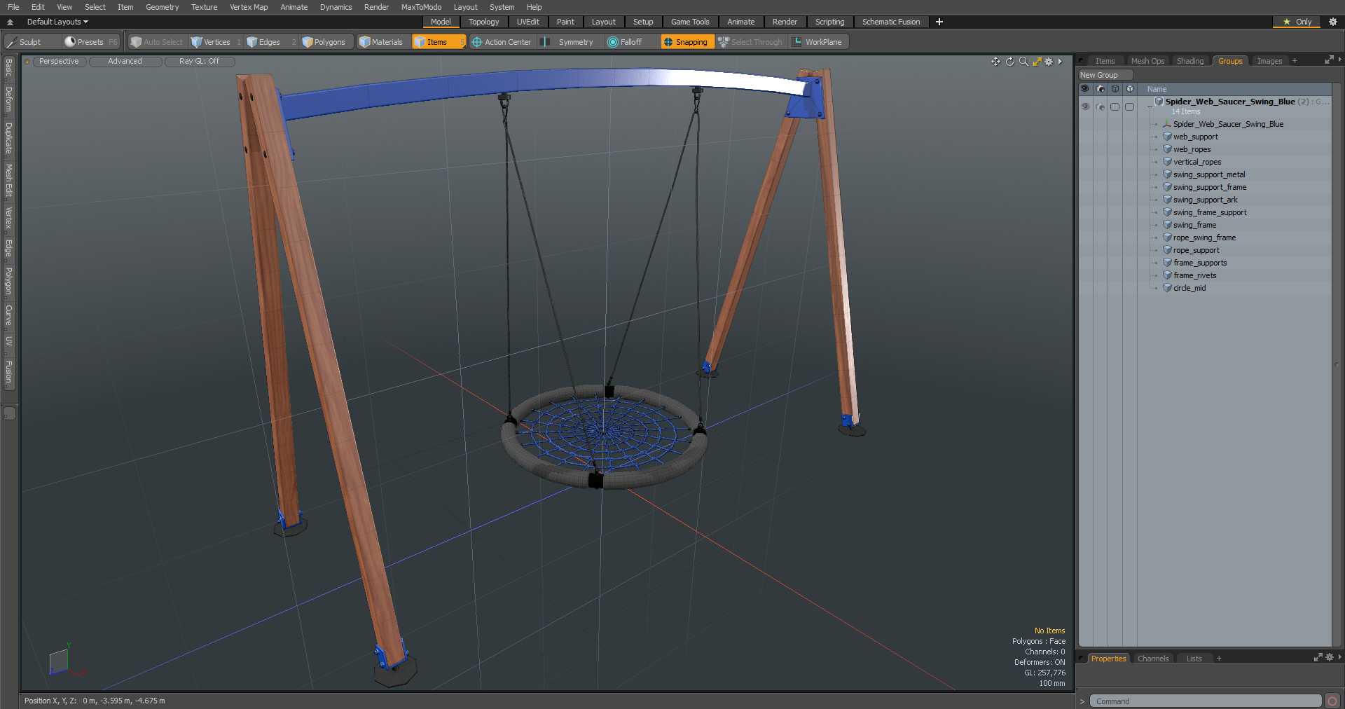 3D Spider Web Saucer Swing Blue model