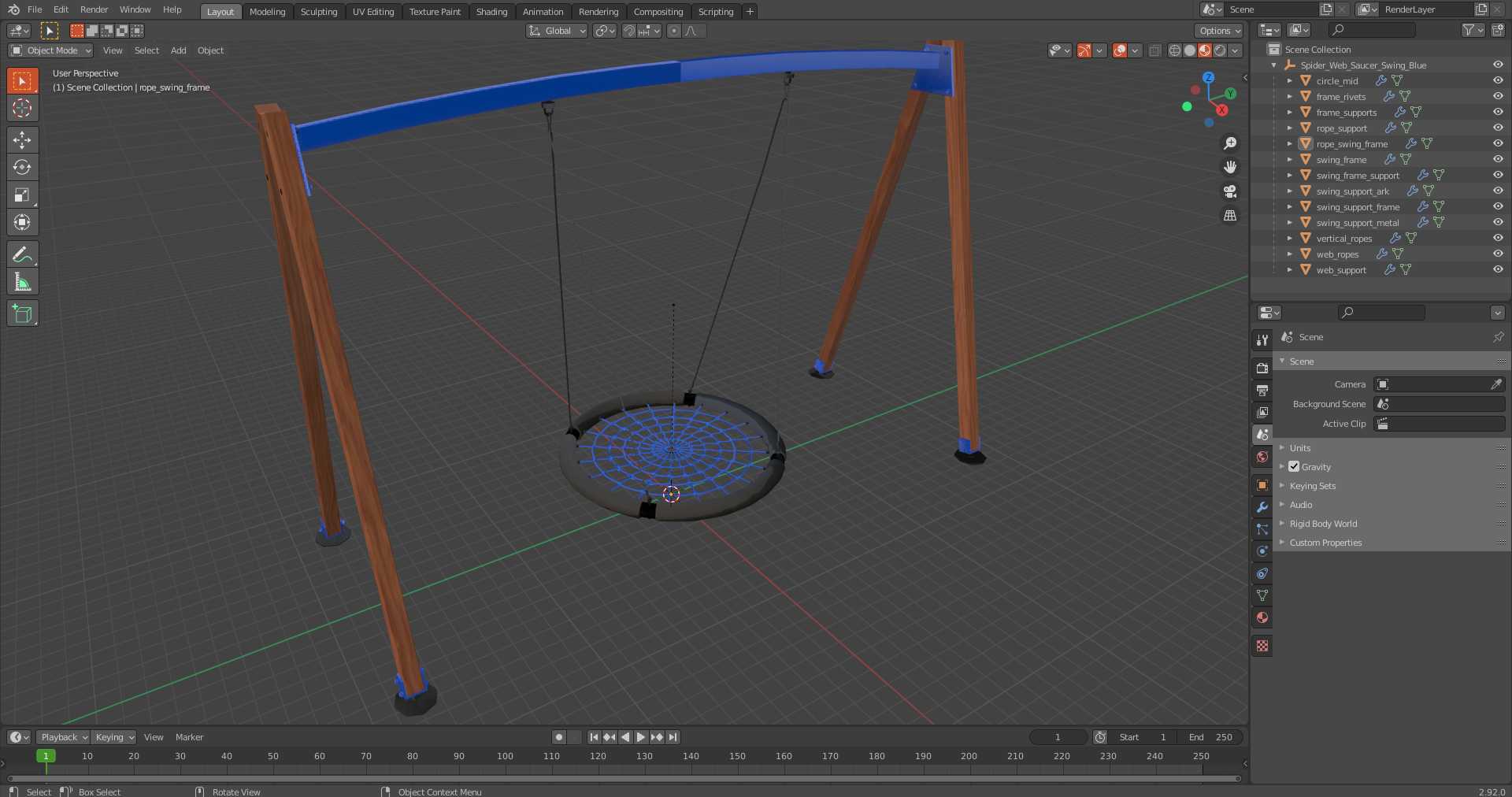 3D Spider Web Saucer Swing Blue model