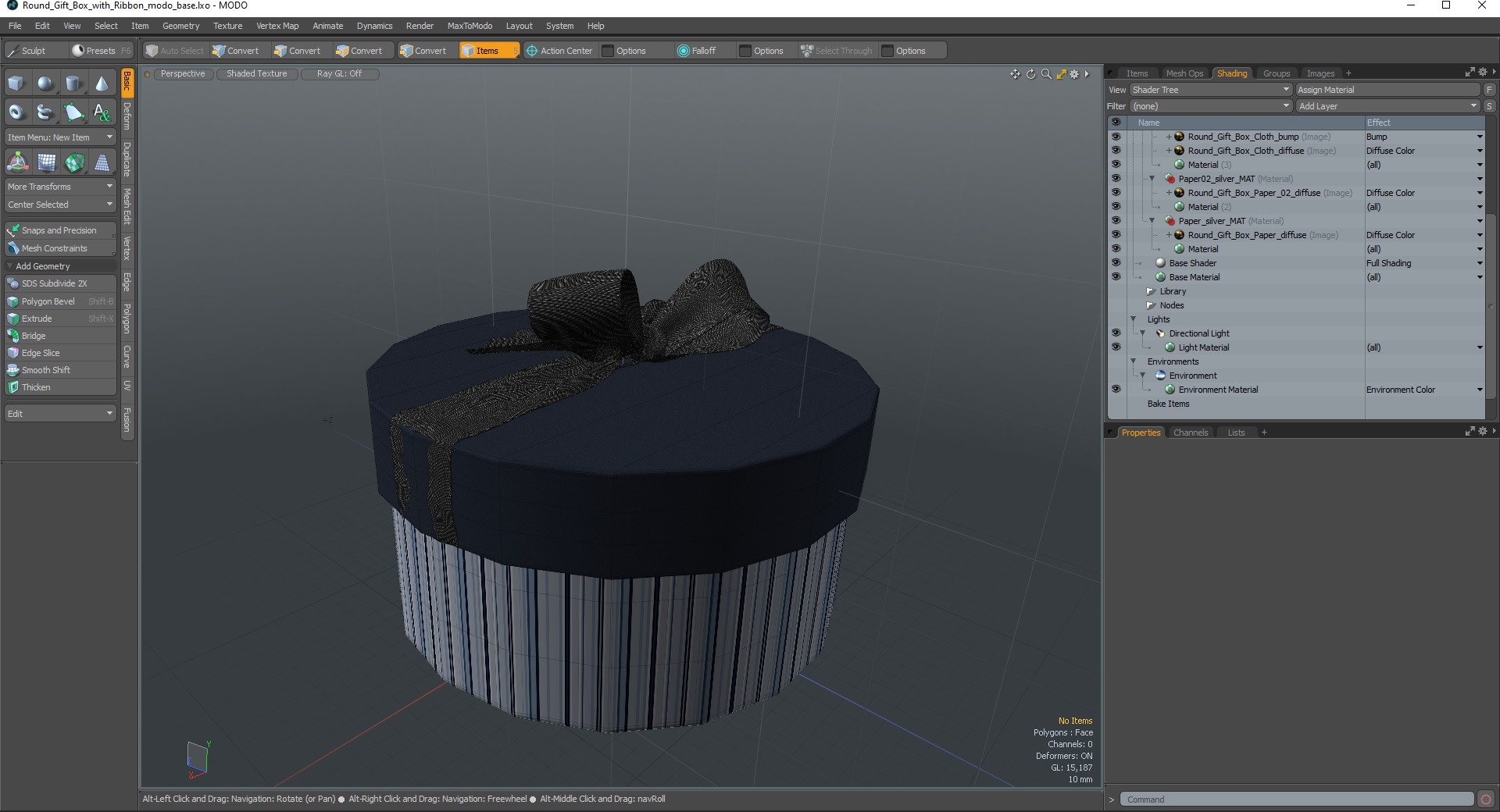 3D Round Gift Box with Ribbon