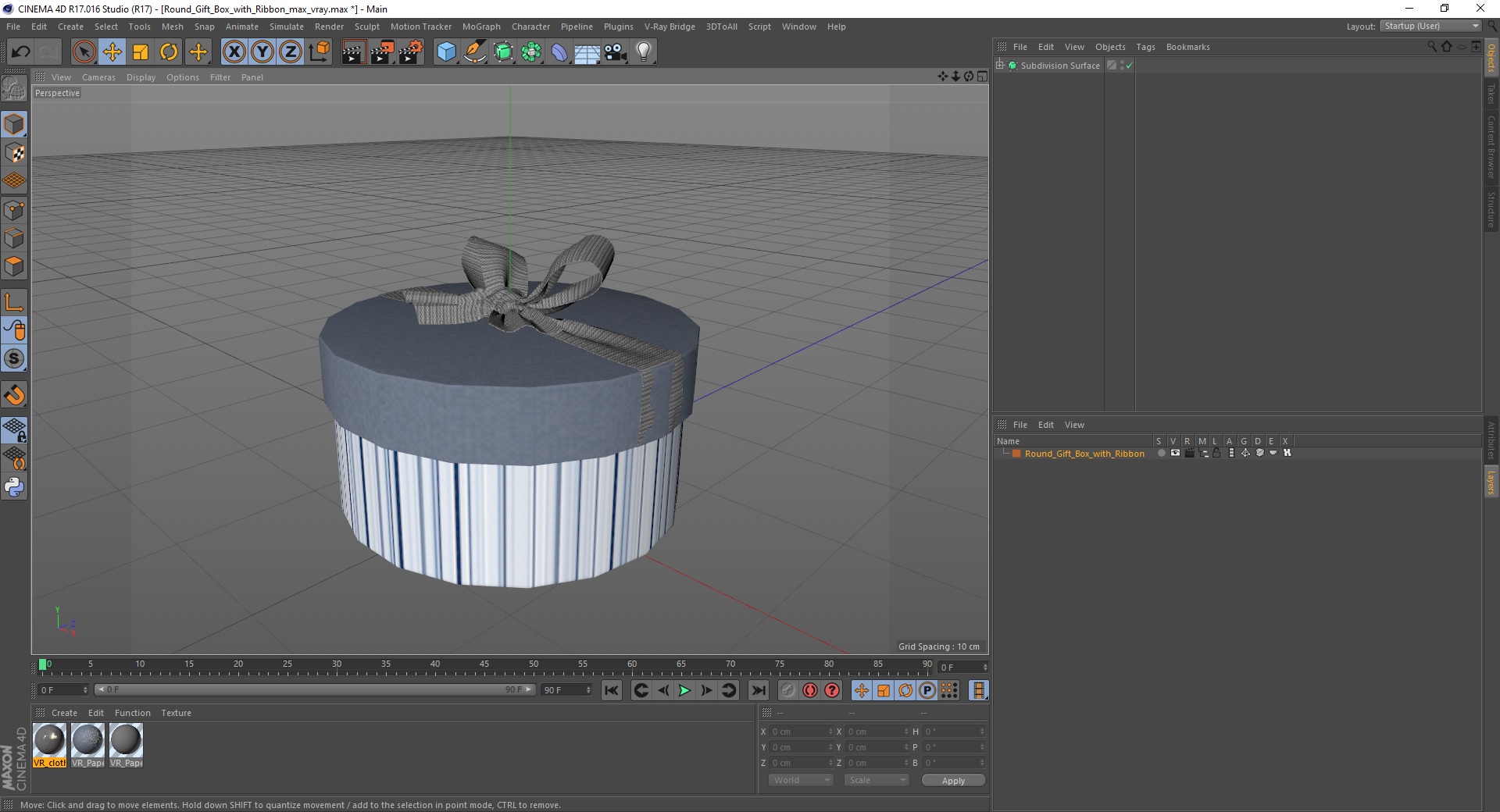 3D Round Gift Box with Ribbon