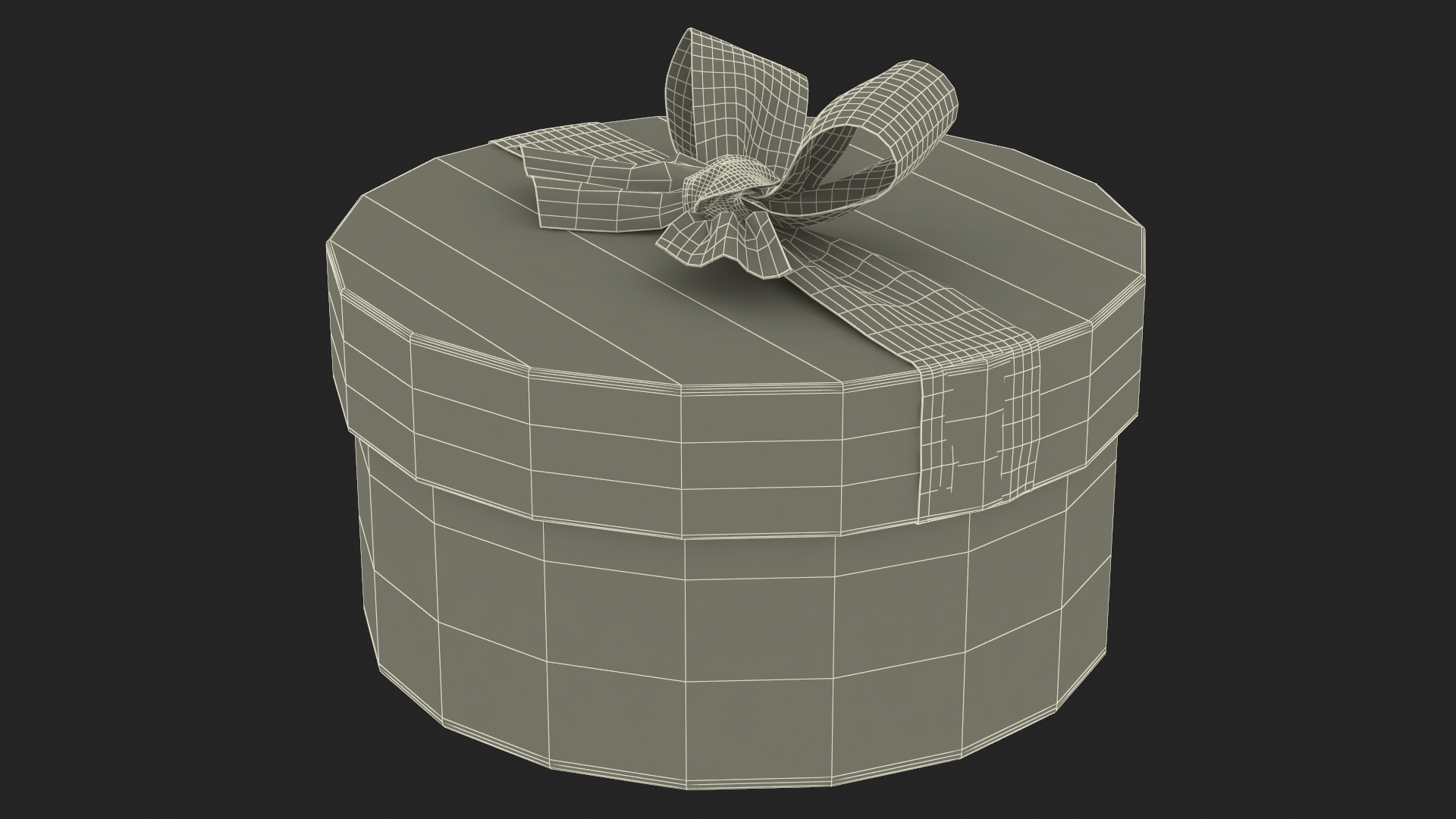 3D Round Gift Box with Ribbon