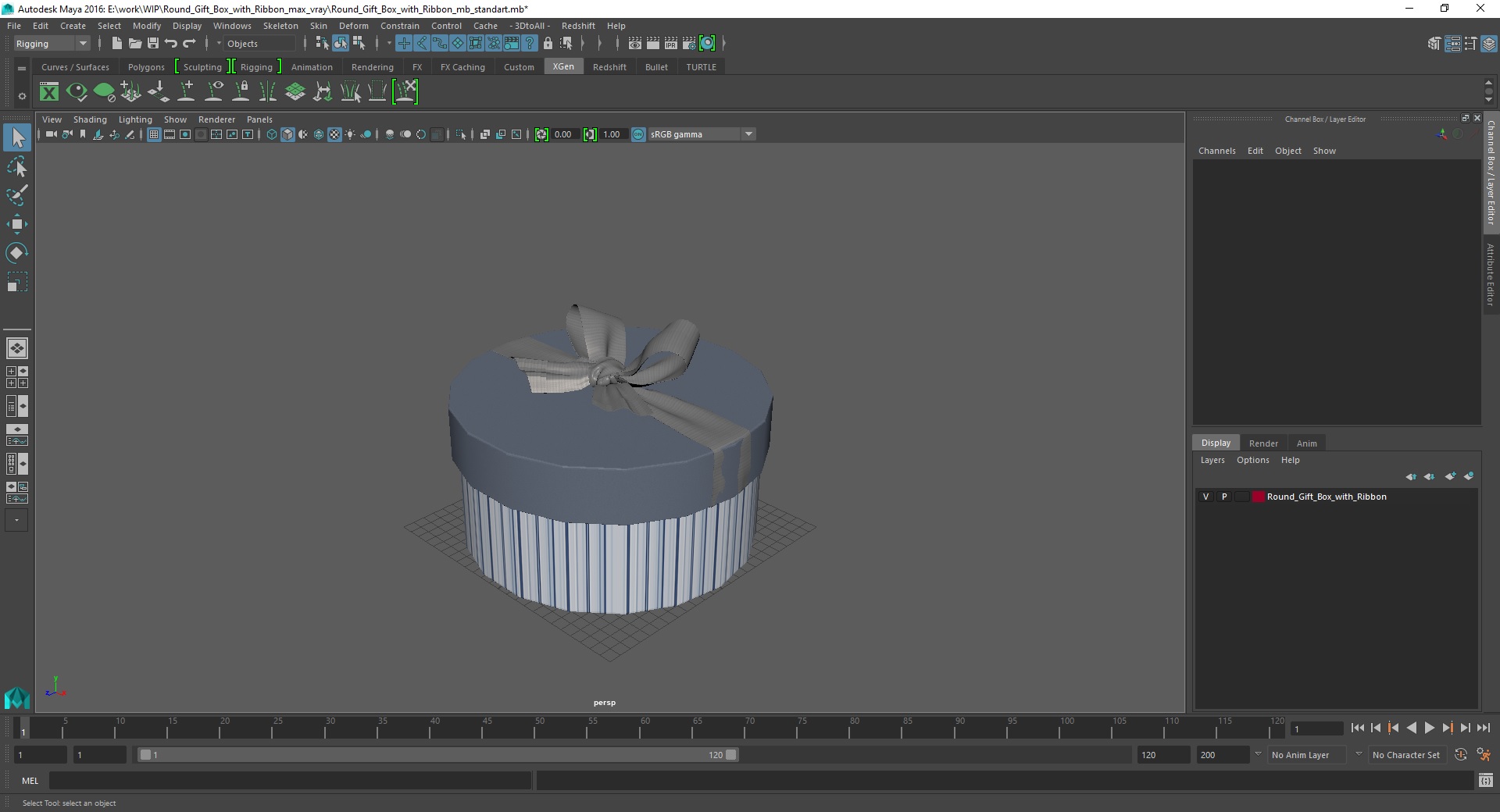 3D Round Gift Box with Ribbon