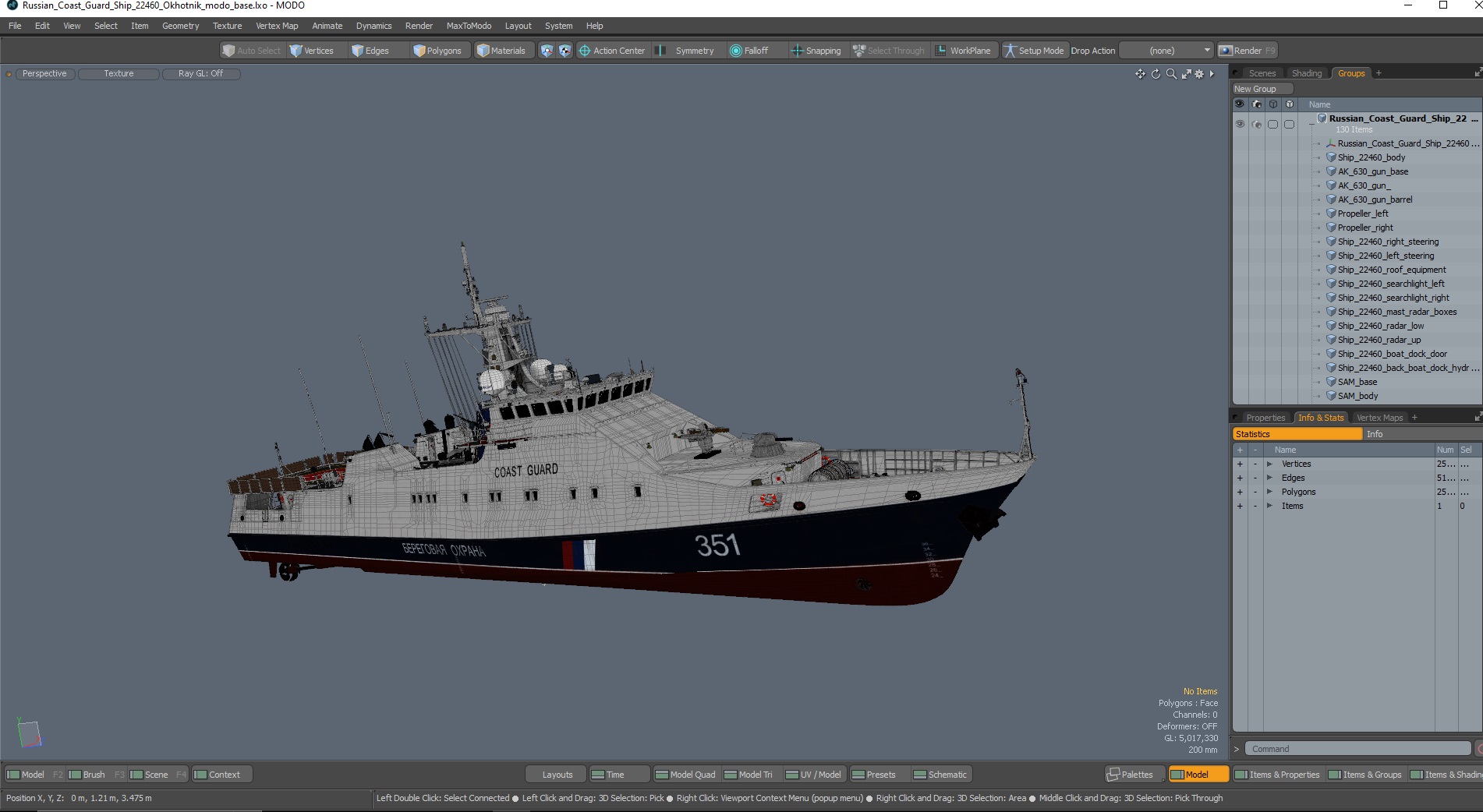 Russian Coast Guard Ship 22460 Okhotnik 3D model