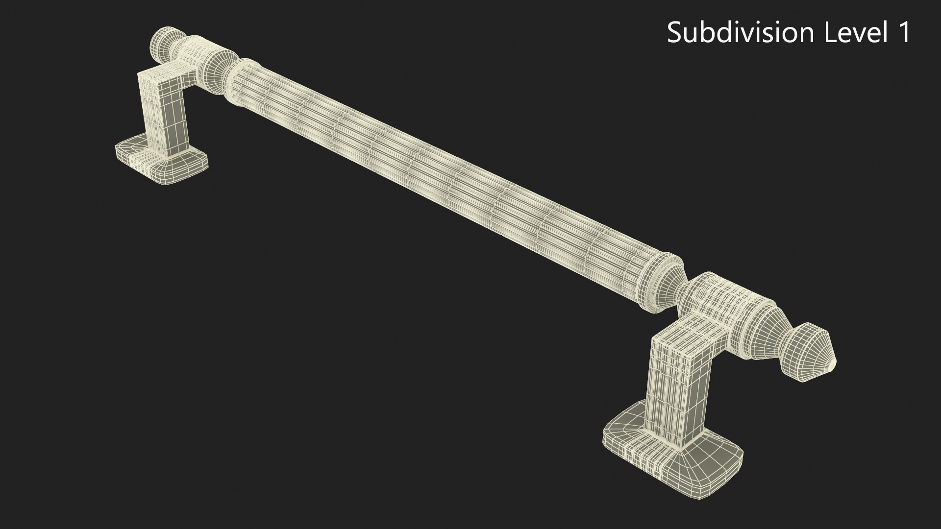 3D Door Handle Designer Ribbed Metal model