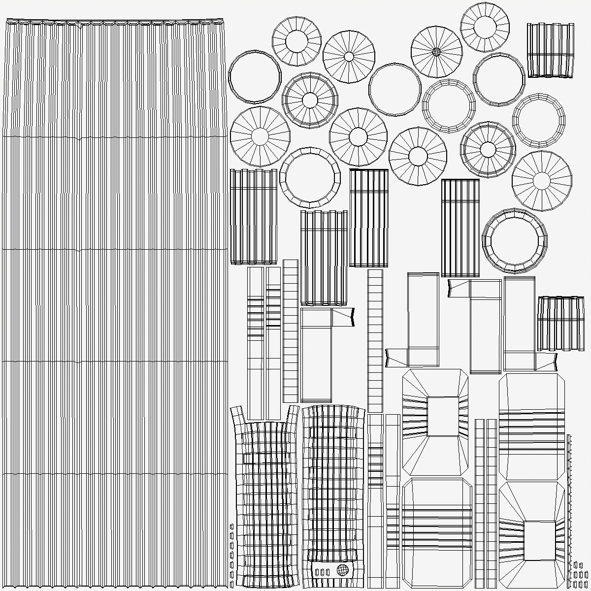3D Door Handle Designer Ribbed Metal model
