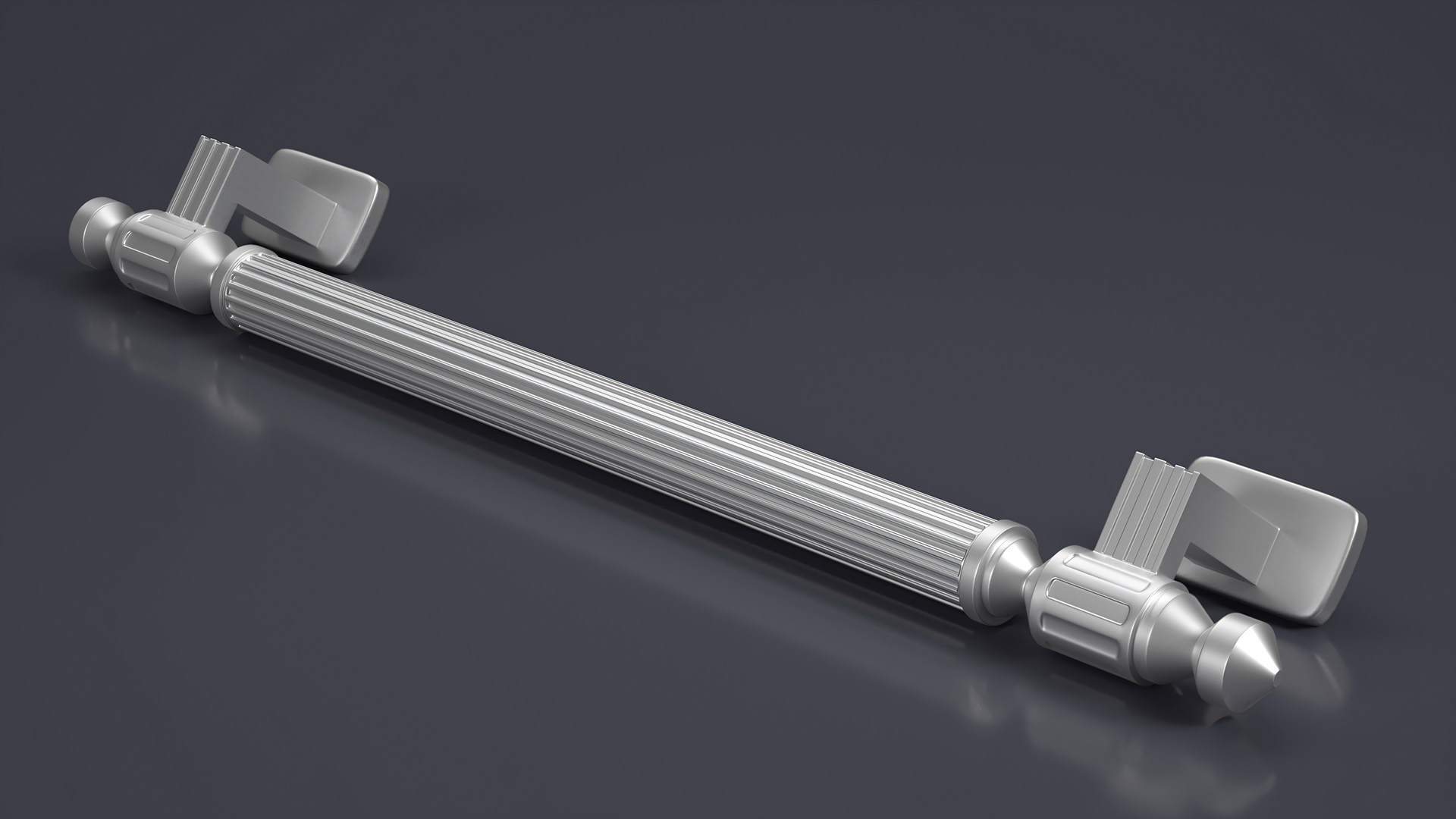 3D Door Handle Designer Ribbed Metal model