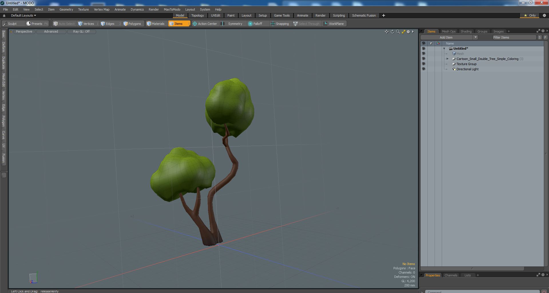 3D Cartoon Small Double Tree Simple Coloring