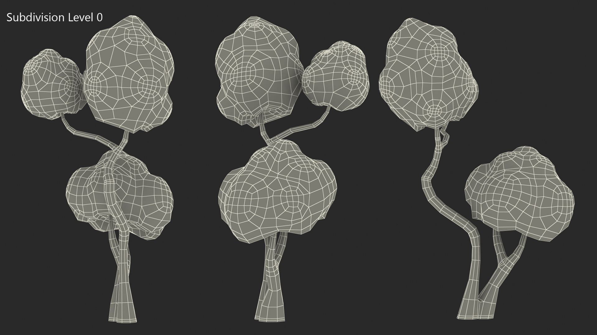 3D Cartoon Small Double Tree Simple Coloring