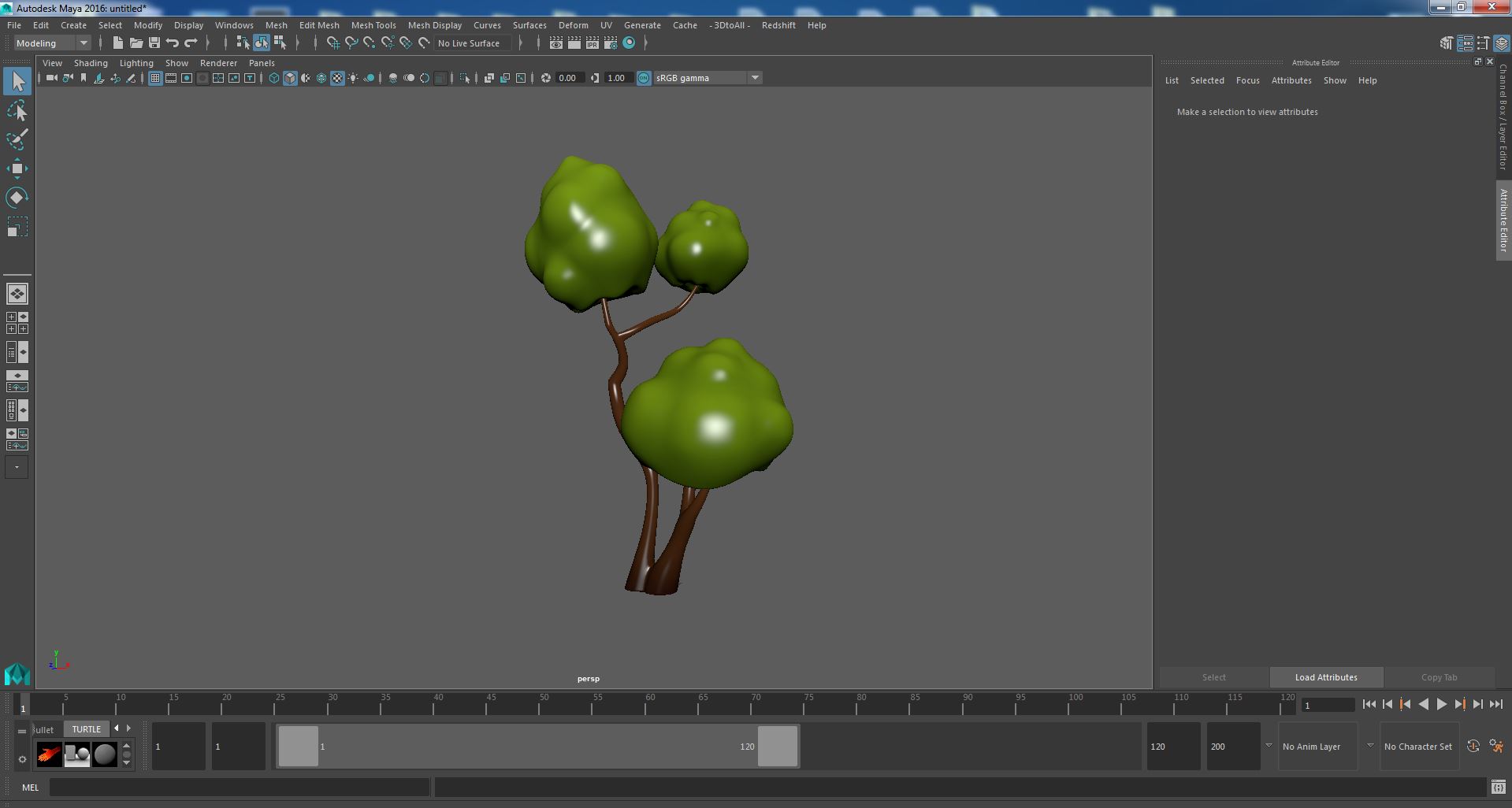 3D Cartoon Small Double Tree Simple Coloring