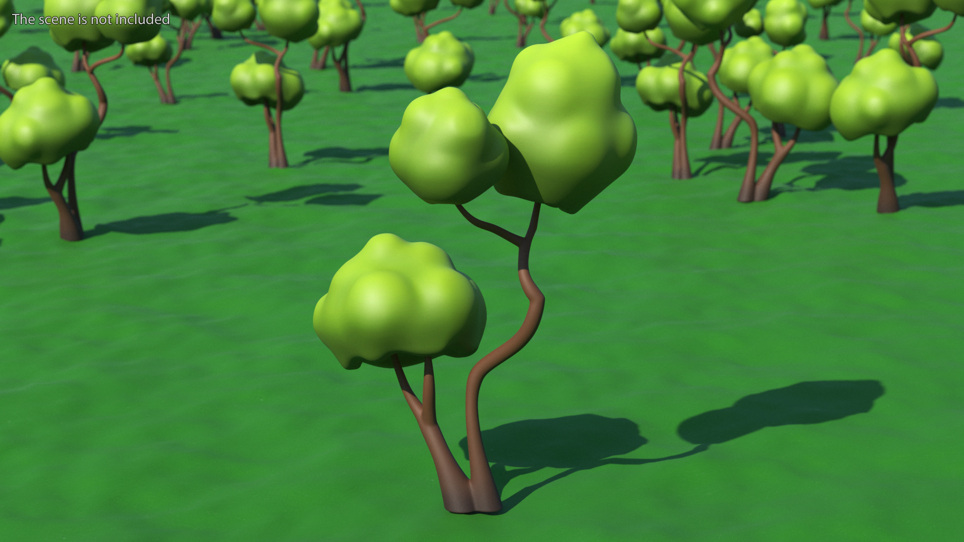 3D Cartoon Small Double Tree Simple Coloring