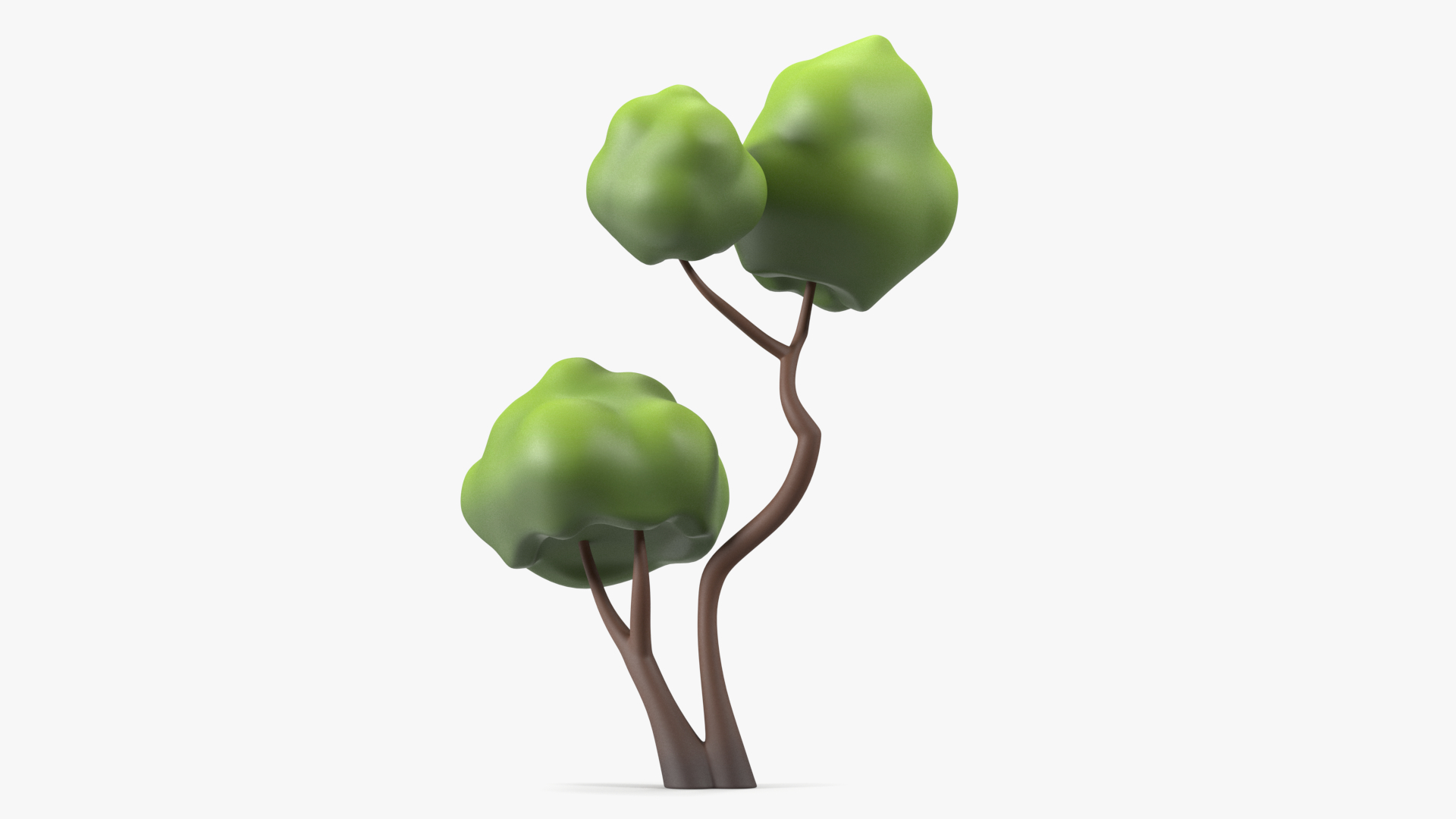 3D Cartoon Small Double Tree Simple Coloring