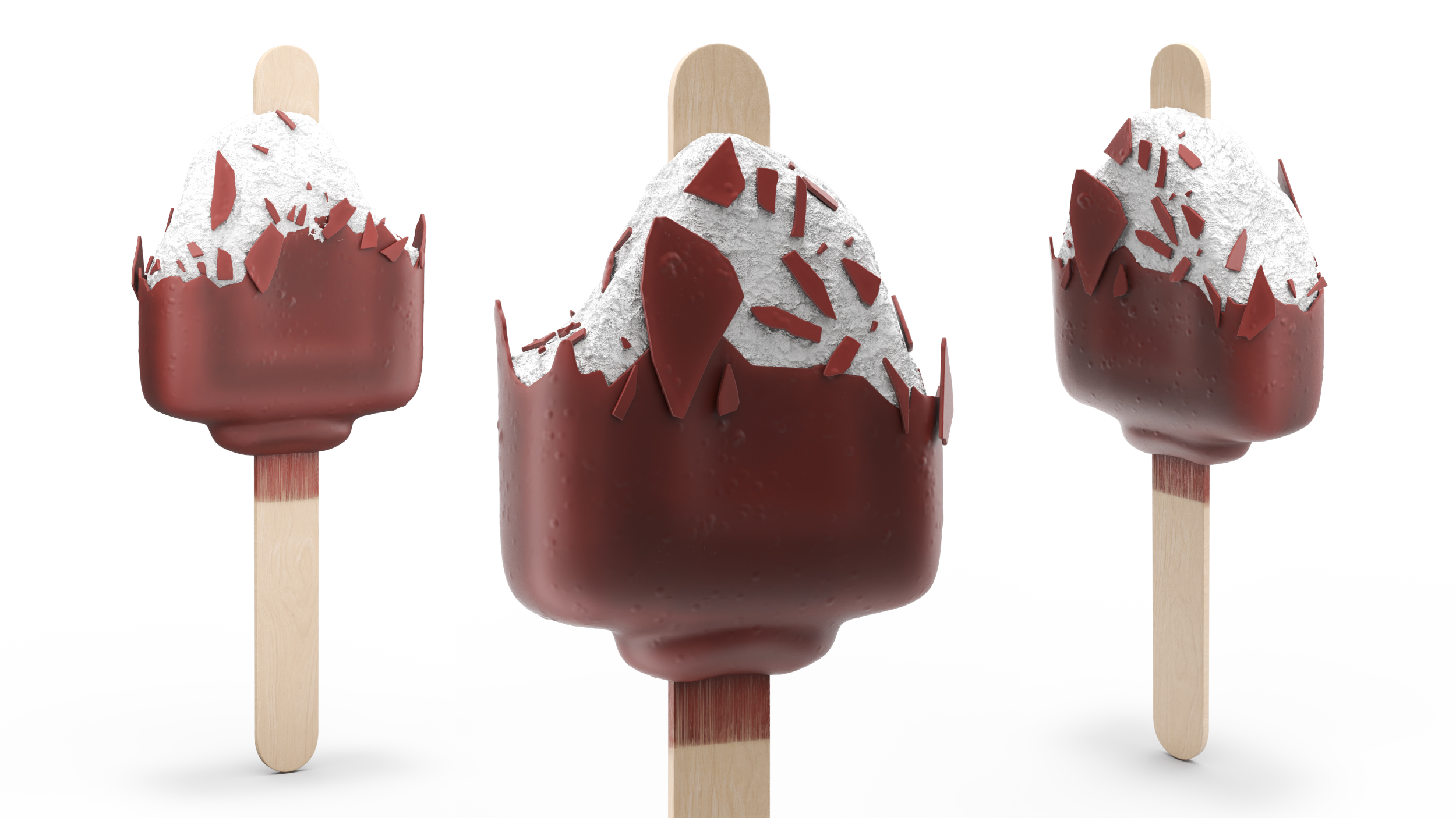 Eaten Chocolate Dipped Vanilla Ice Cream Bar 3D model