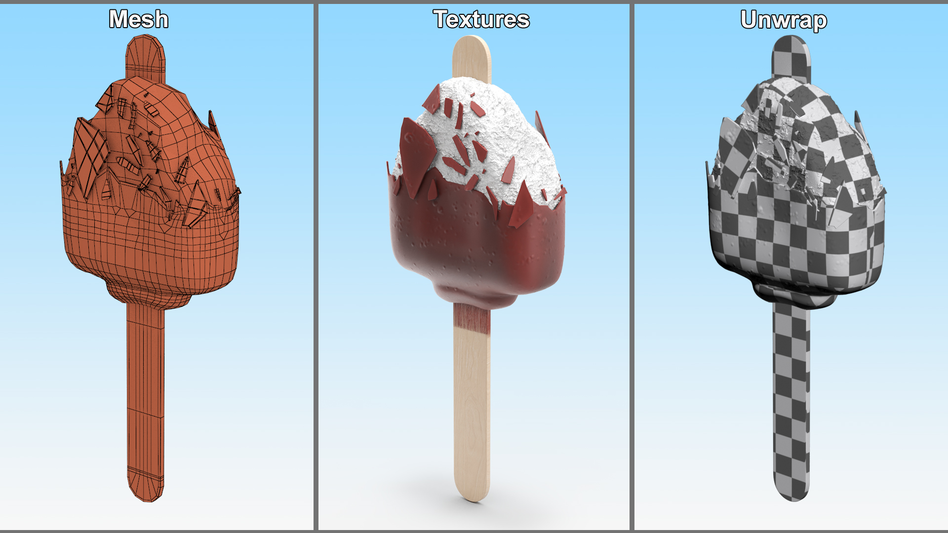 Eaten Chocolate Dipped Vanilla Ice Cream Bar 3D model