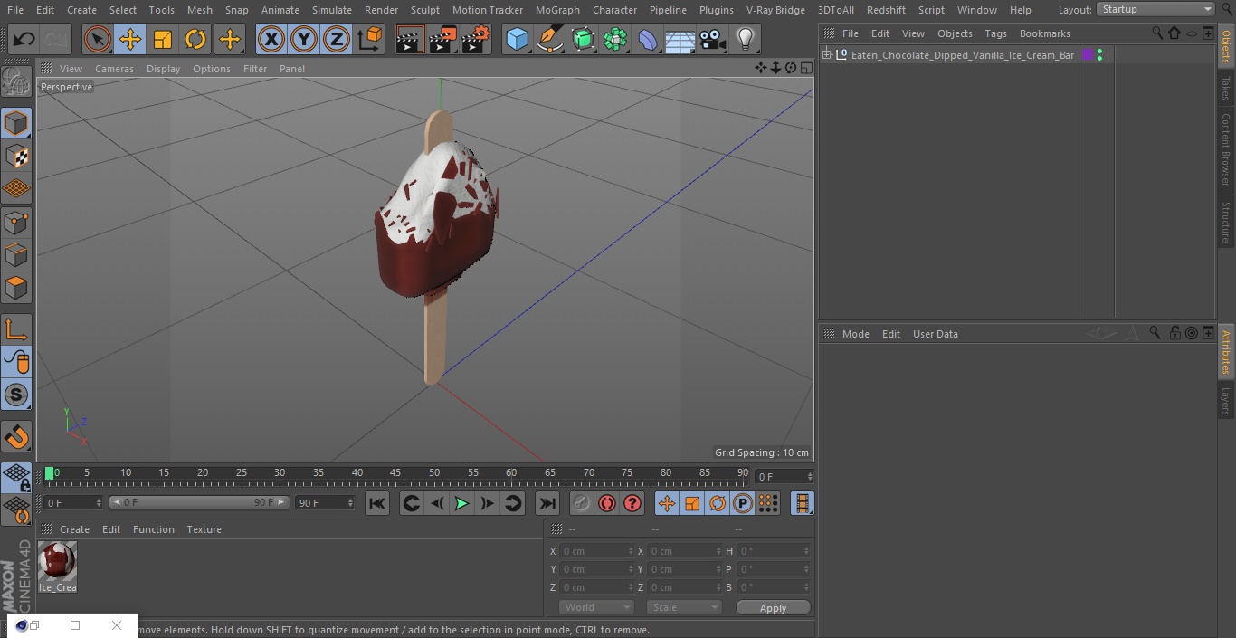Eaten Chocolate Dipped Vanilla Ice Cream Bar 3D model