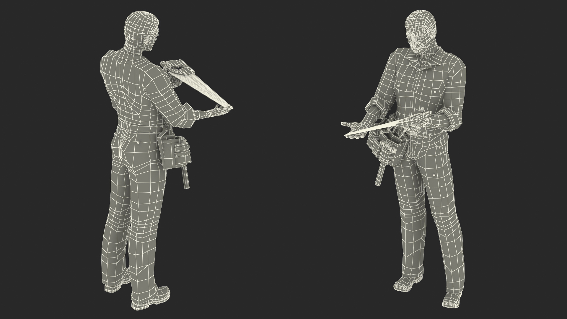 Afro American Carpenter Standing Pose 3D
