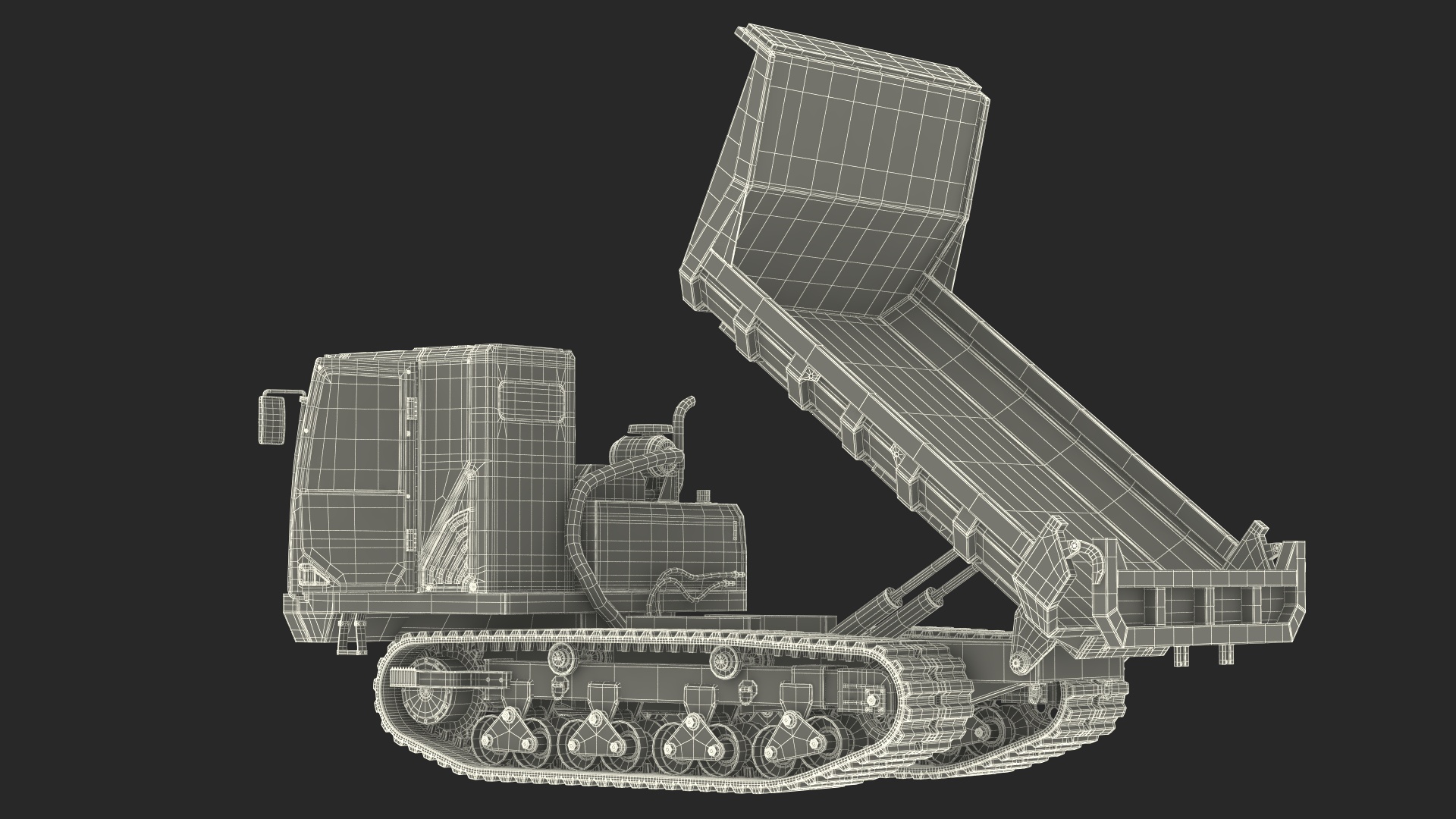 3D Rubber Tracked Dumper Old Rigged for Cinema 4D