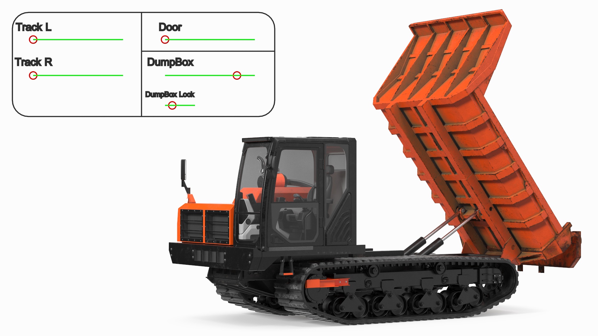 3D Rubber Tracked Dumper Old Rigged for Cinema 4D