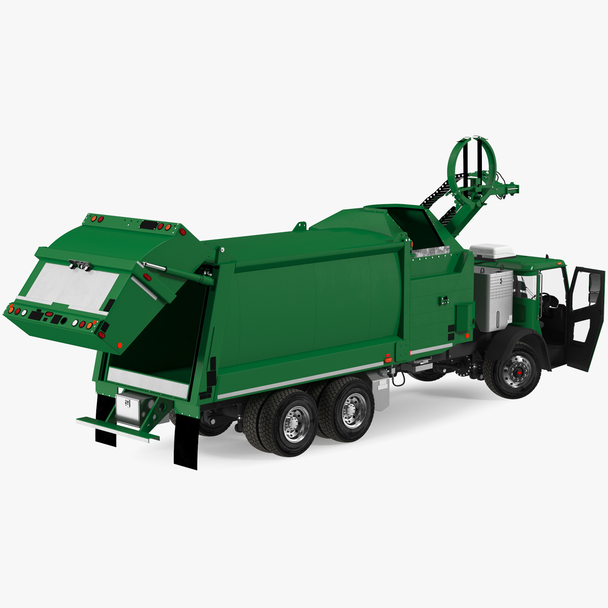 Refuse Truck Electric Green Simple Interior Rigged for Maya 3D model
