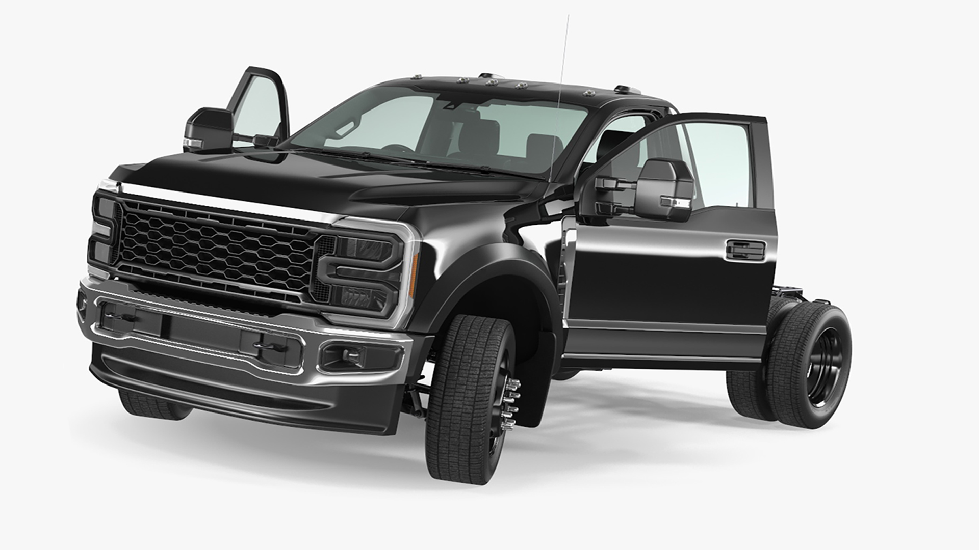 3D Two Doors Chassis Cab Black Rigged for Cinema 4D model
