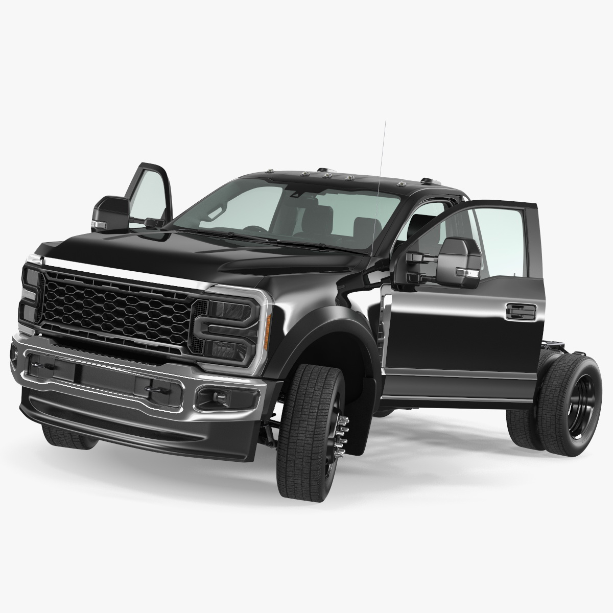 3D Two Doors Chassis Cab Black Rigged for Cinema 4D model