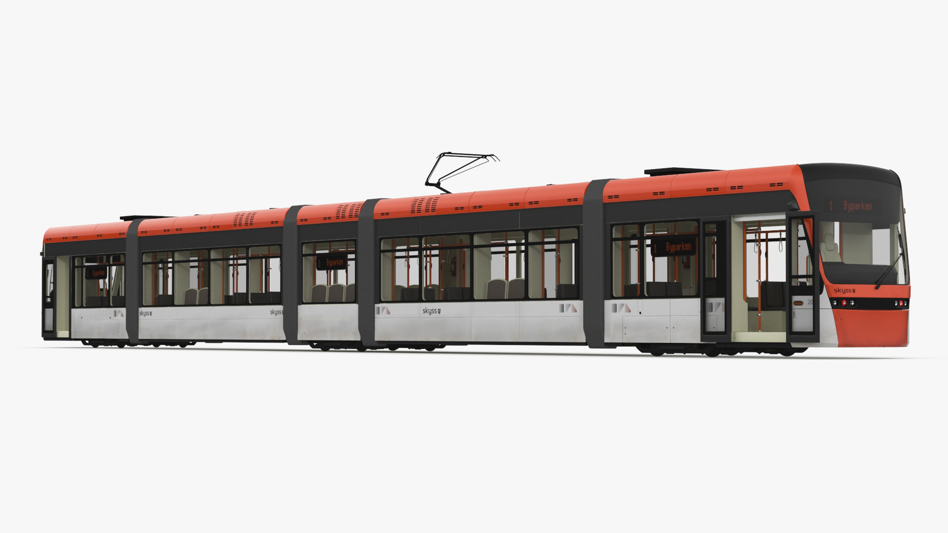 3D model Modern City Tram Bybanen Rigged for Cinema 4D