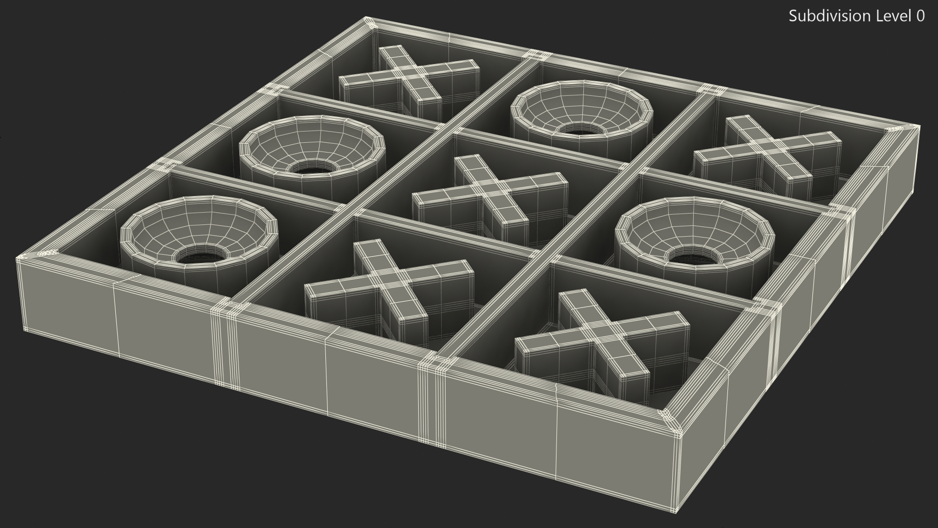 Tic Tac Toe Wooden Board Game 3D model