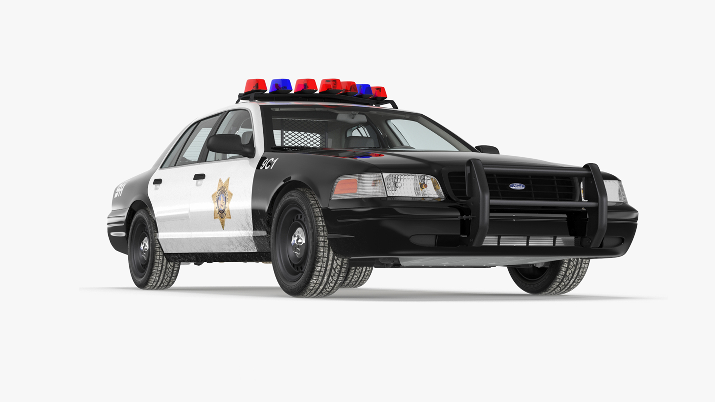 3D model Police Interceptor Sedan Ford Crown Victoria Rigged for Maya
